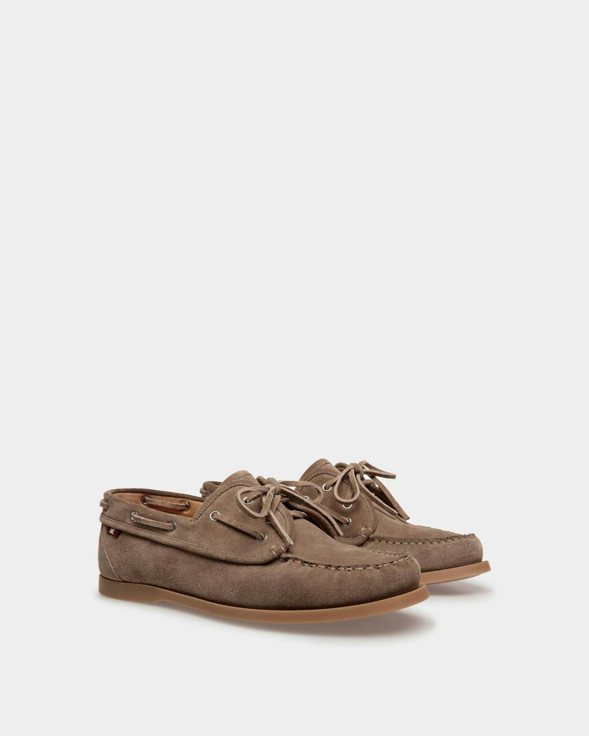 Men's Nelson Loafer in Beige Suede Leather | Bally | Still Life 3/4 Front
