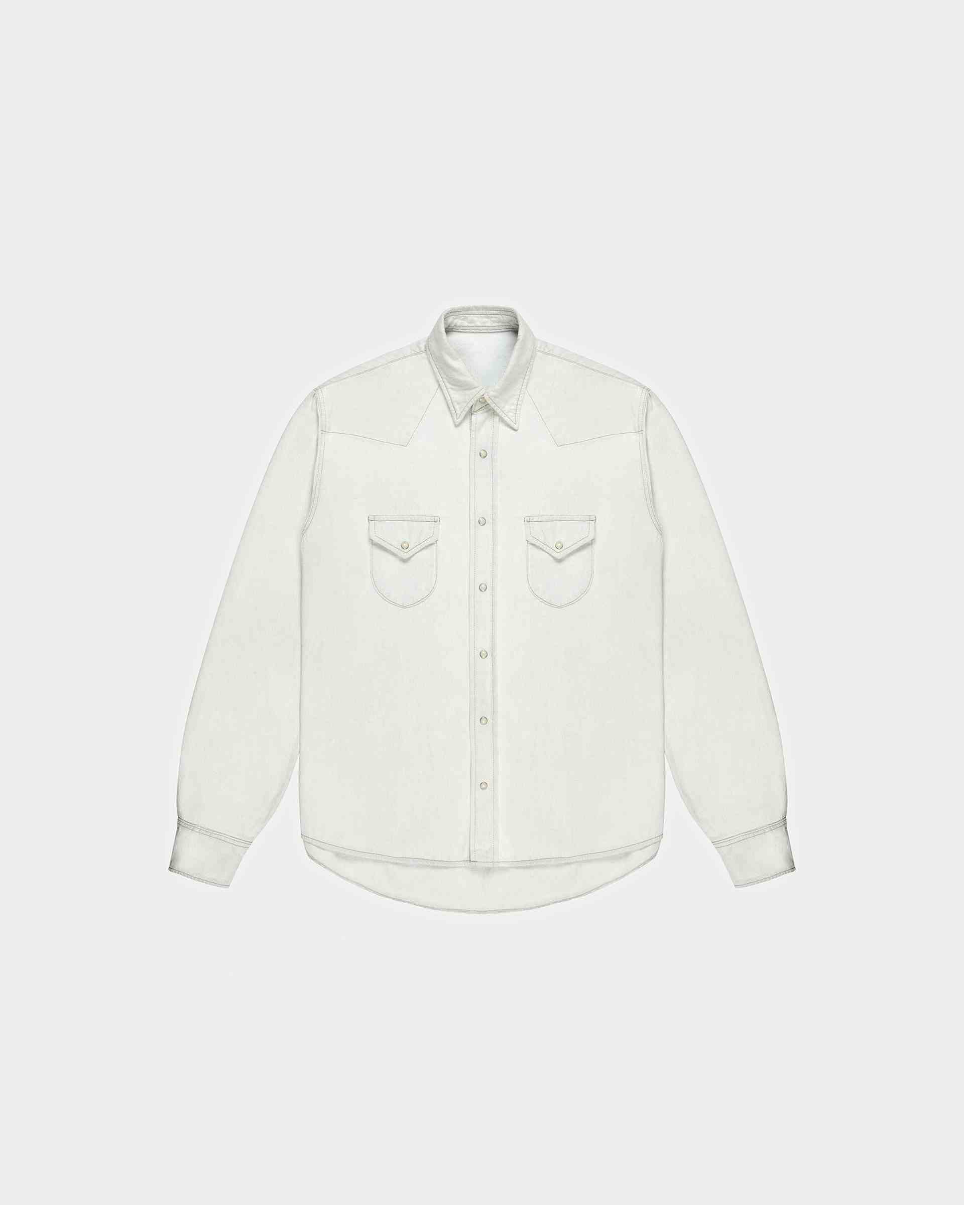 Cotton Long Sleeve Shirt In Bleached White - Men's - Bally