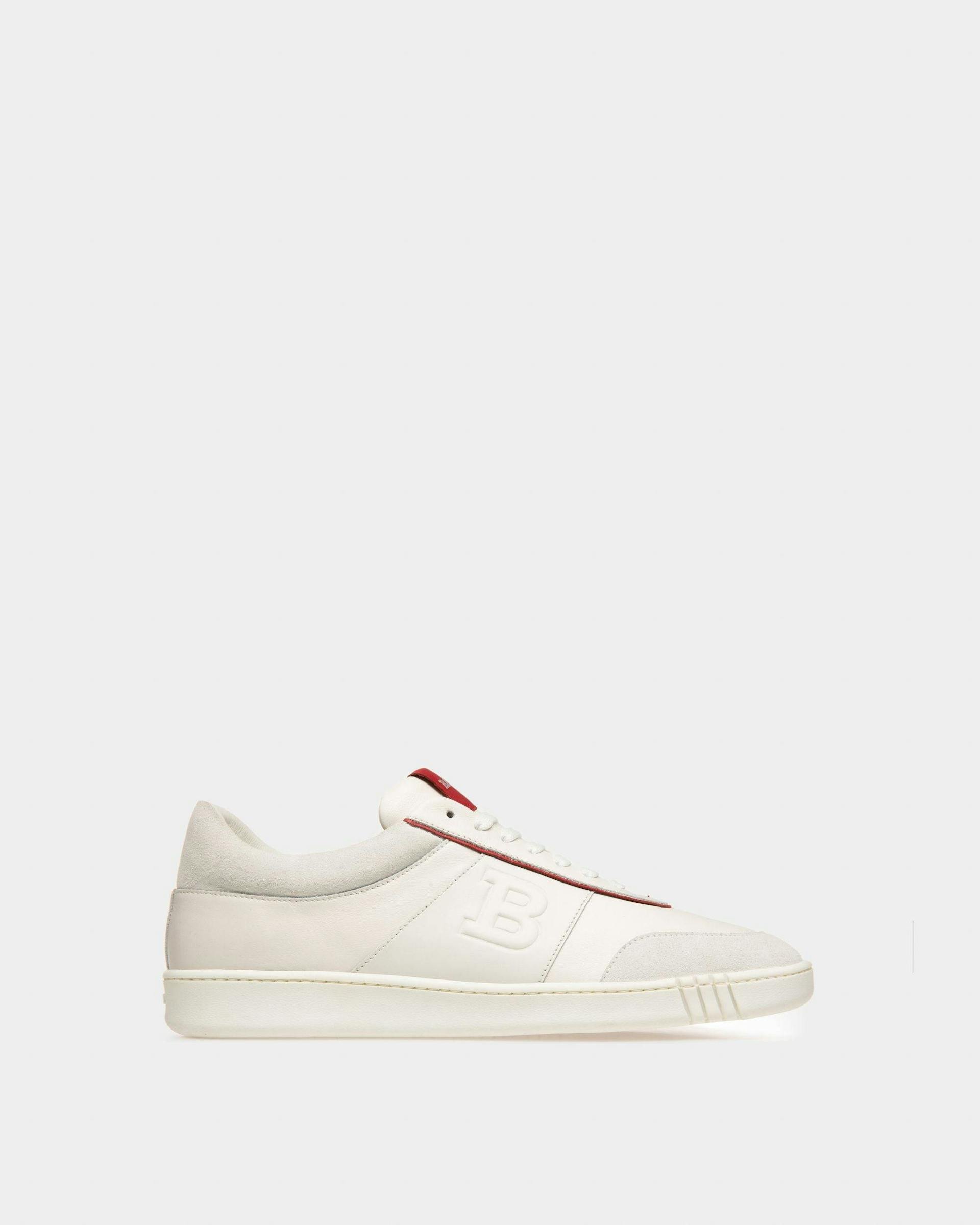 Wallys Leather And Suede Sneaker In White And Red - Men's - Bally - 01