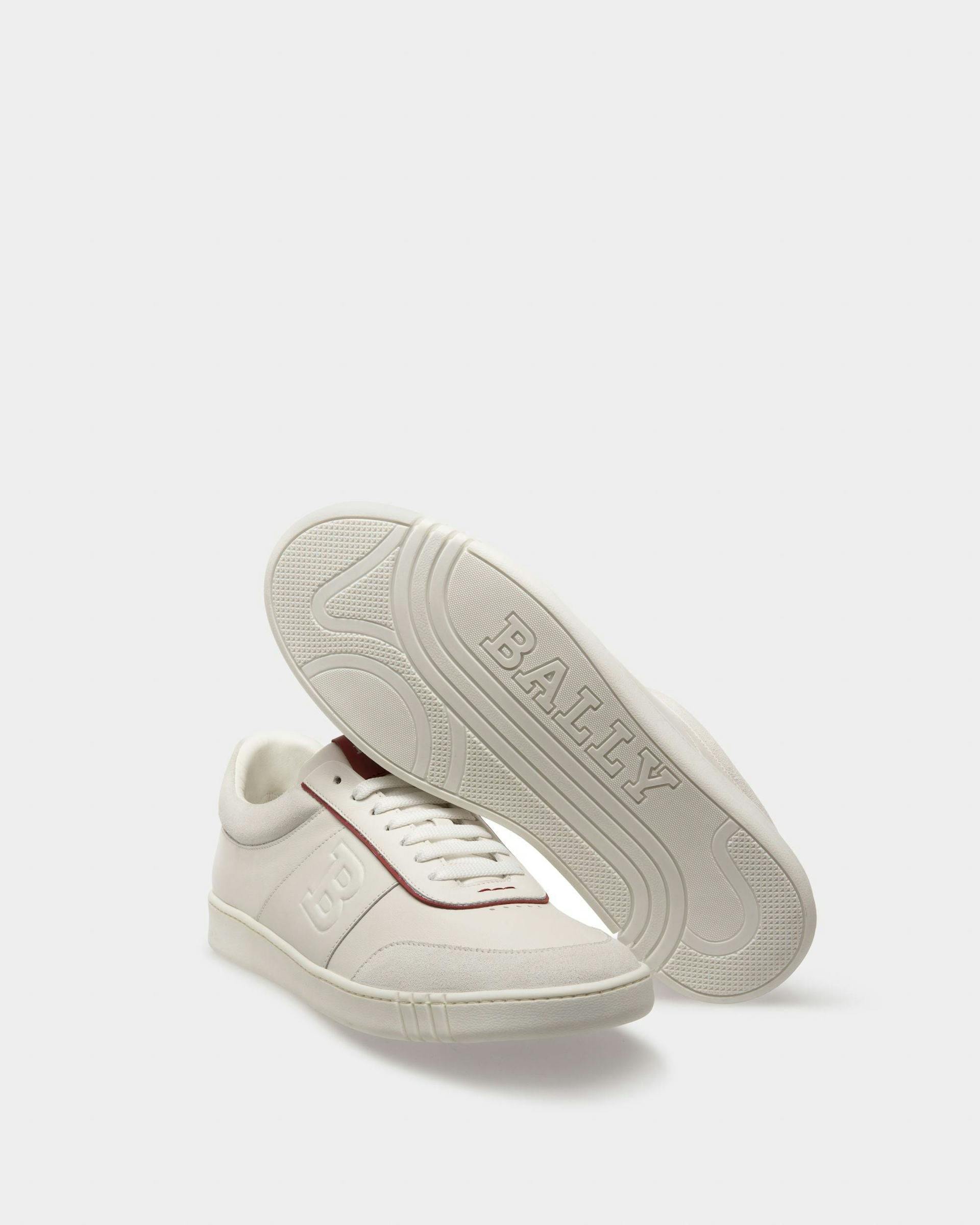 Wallys Leather And Suede Sneaker In White And Red - Men's - Bally - 05