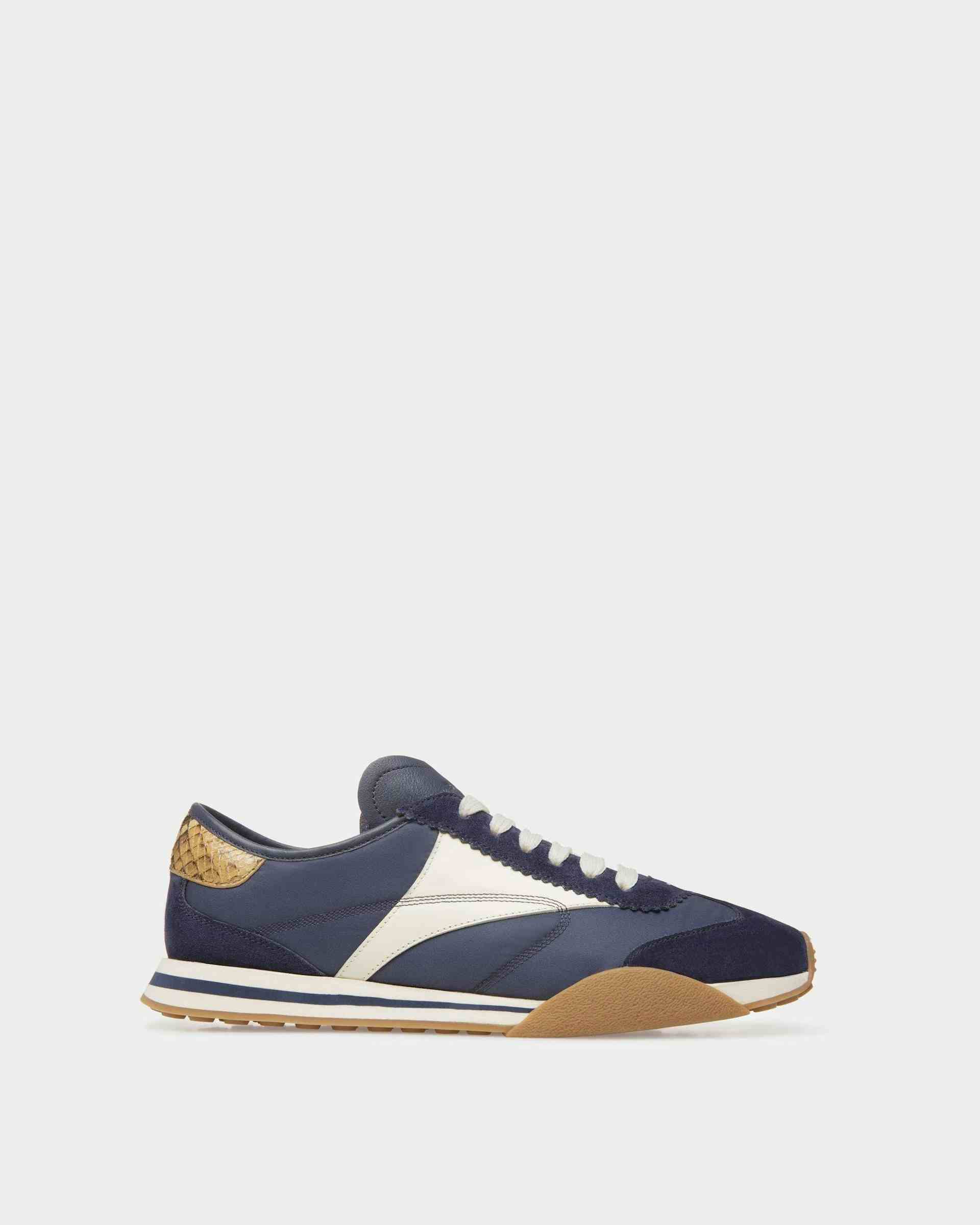 Sussex Sneakers In Marine And Bone Leather And Fabric - Men's - Bally