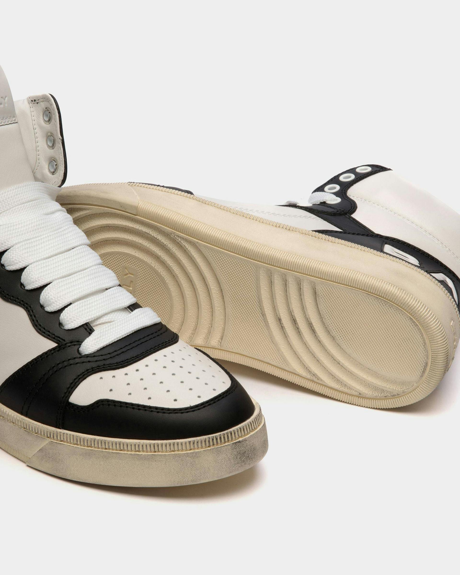 Men's Raise High-Top Sneaker in Black And White Leather | Bally | Still Life Below