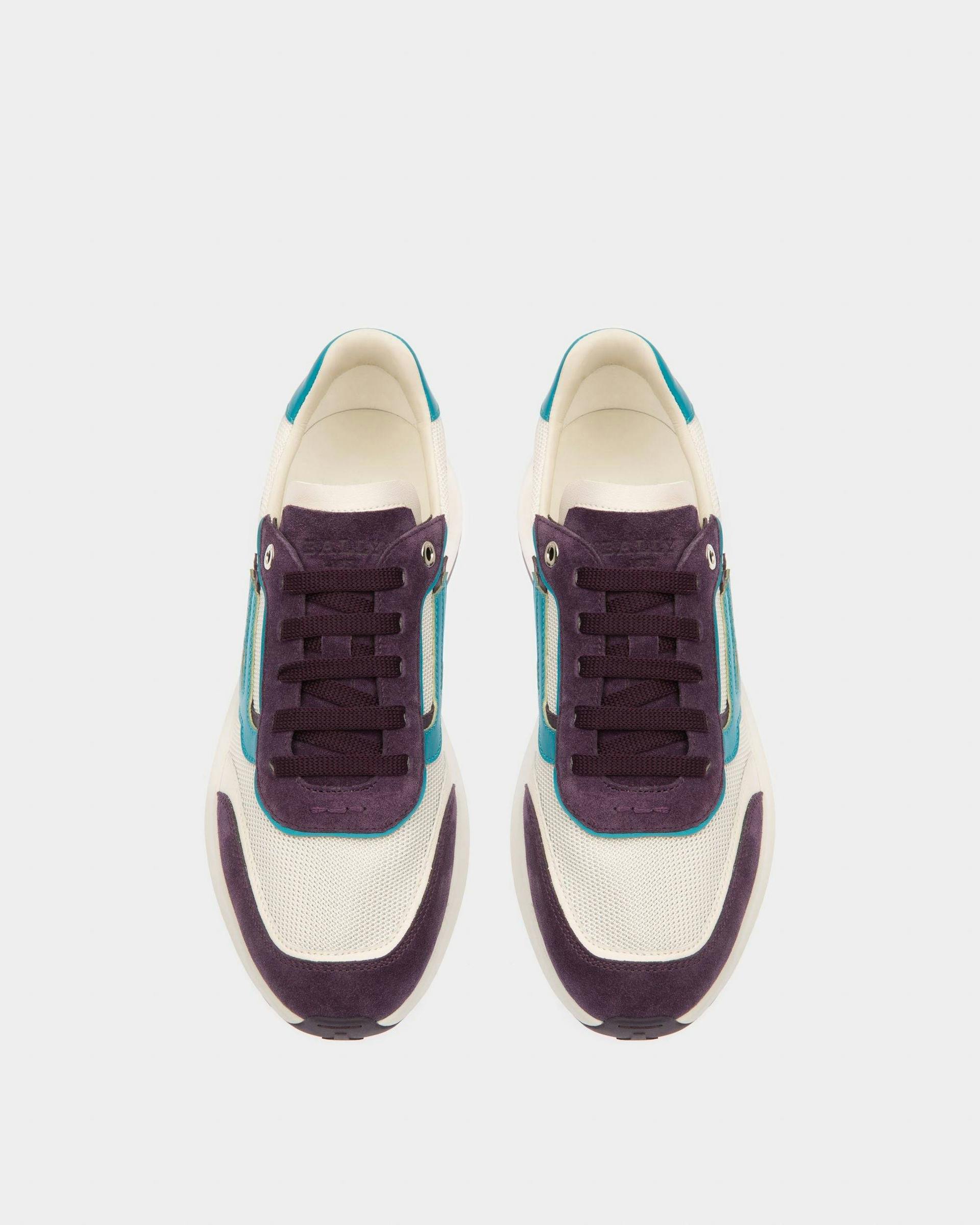 Demmy Mesh & Leather Sneakers In White & Purple - Men's - Bally - 02