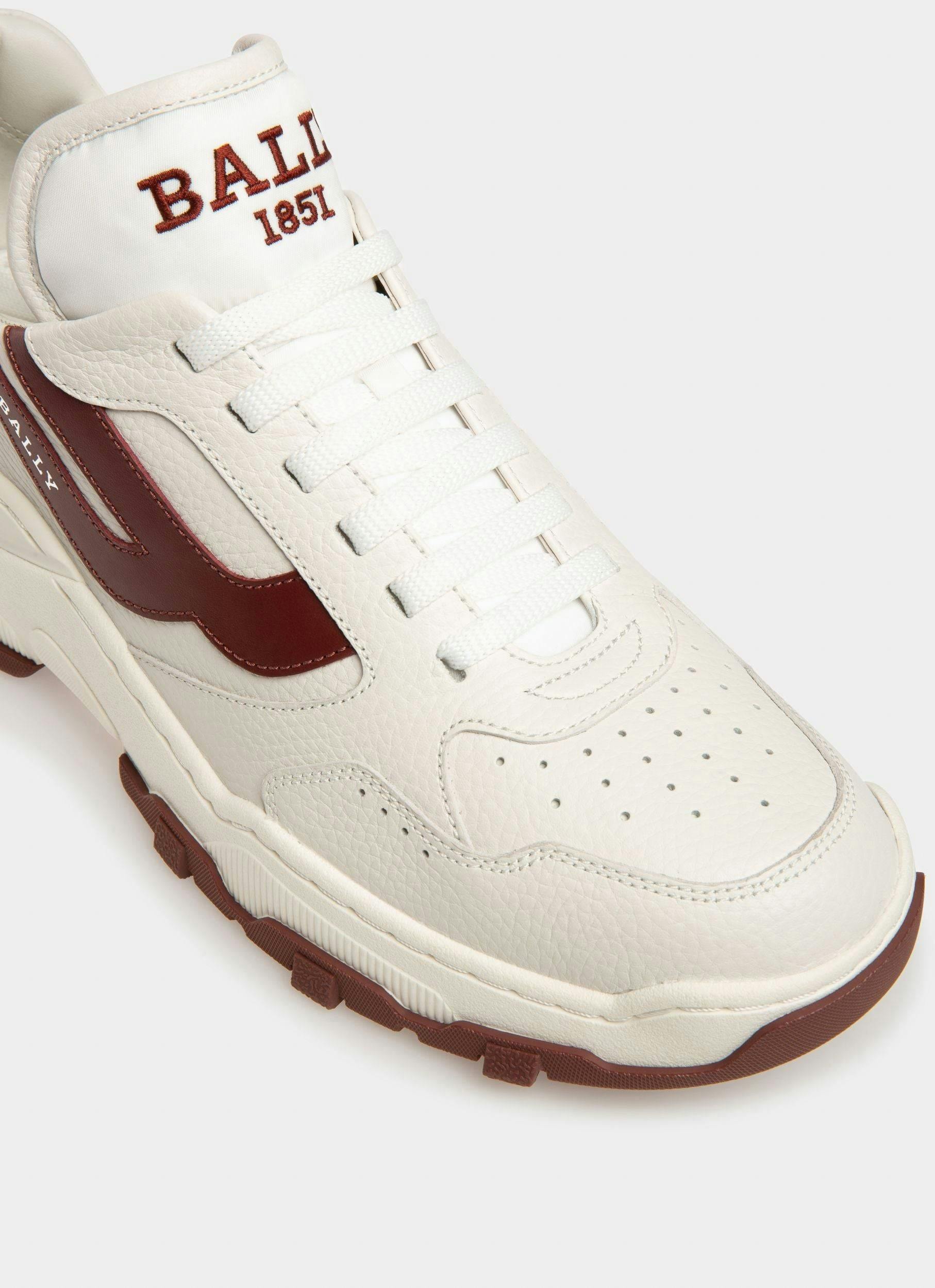 Holden Leather And Fabric Sneakers In White And Heritage Red - Men's - Bally - 06