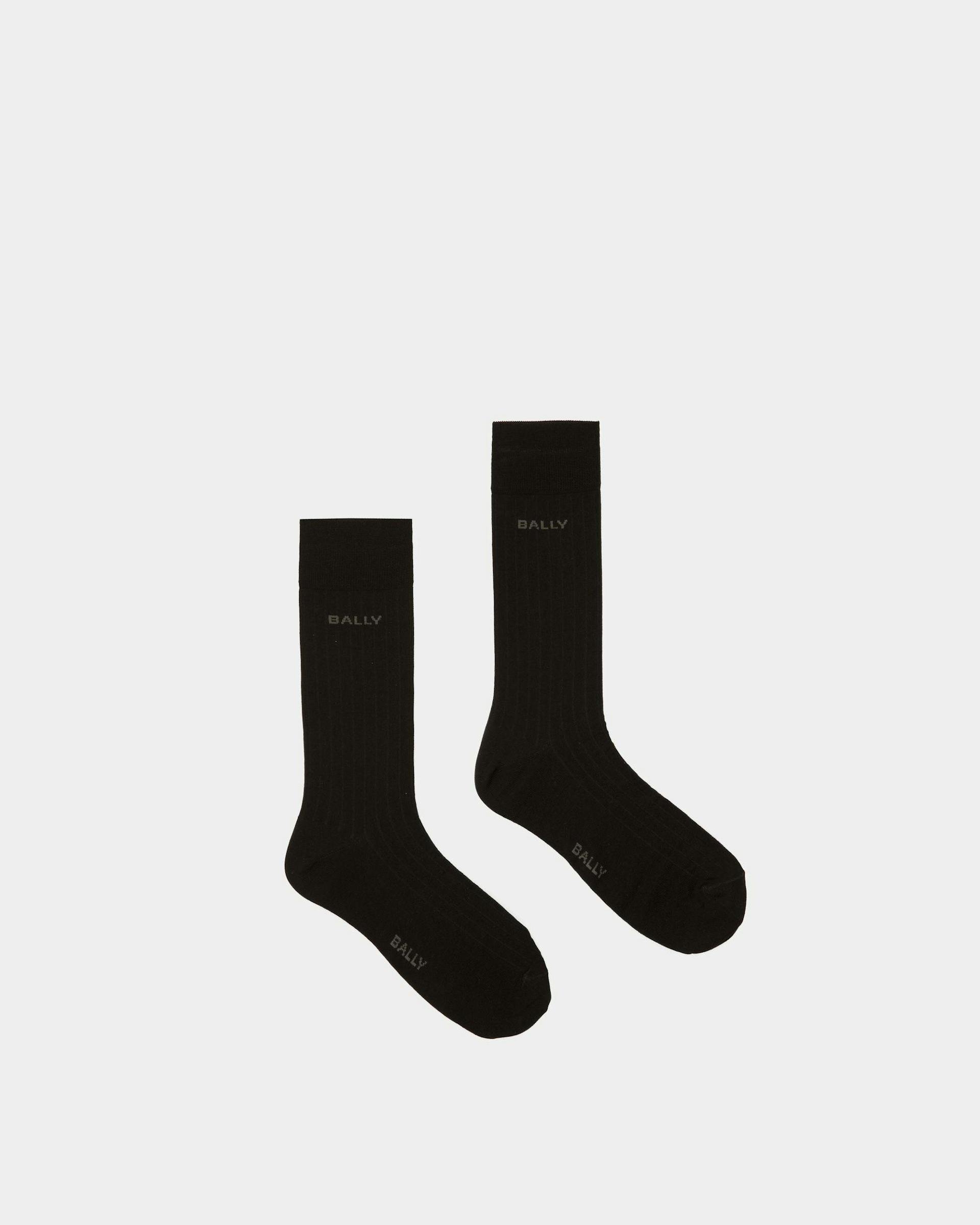 Logo Socks In Black Cotton Mix - Men's - Bally - 01