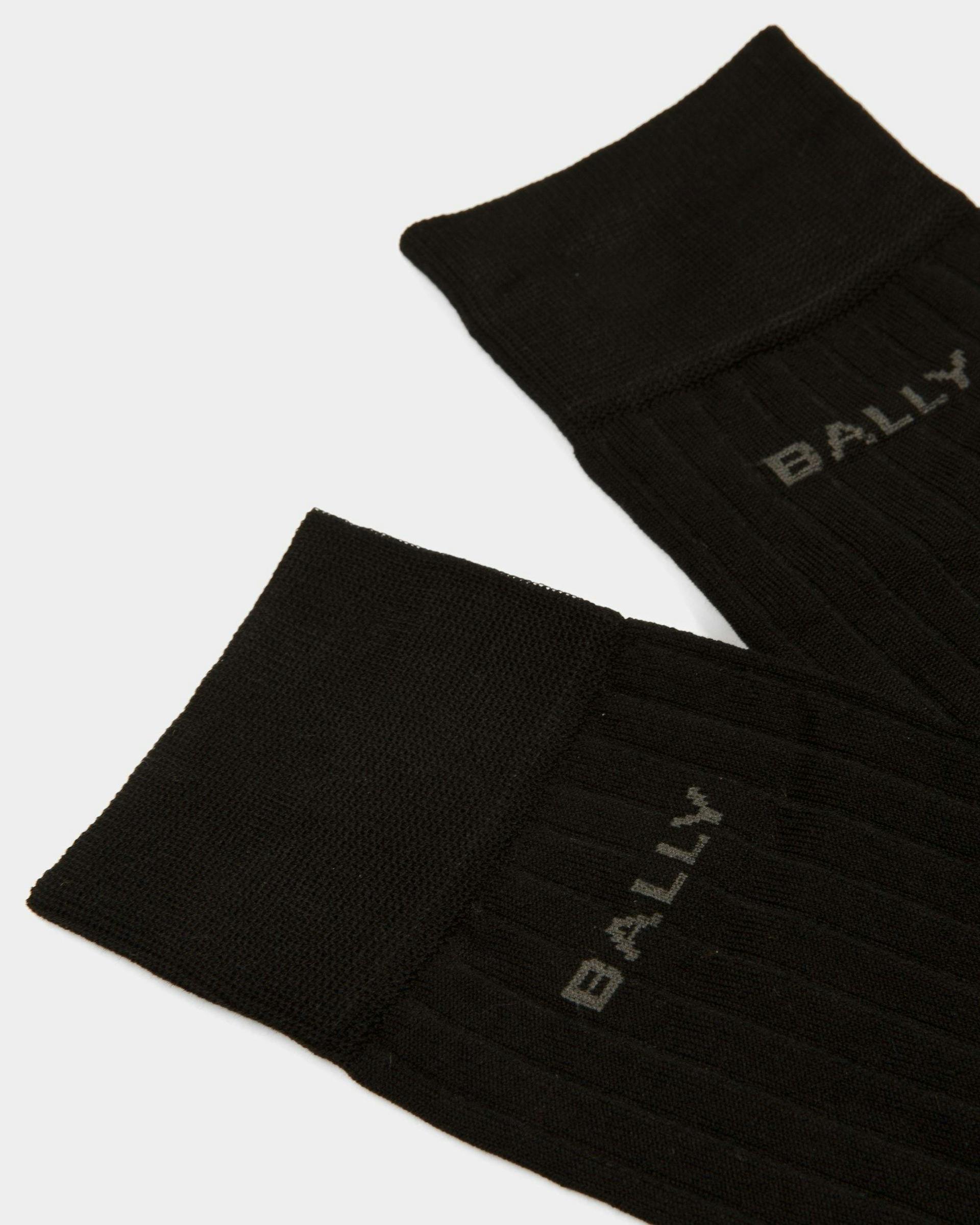 Men's Logo Socks In Black Cotton Mix | Bally | Still Life Detail