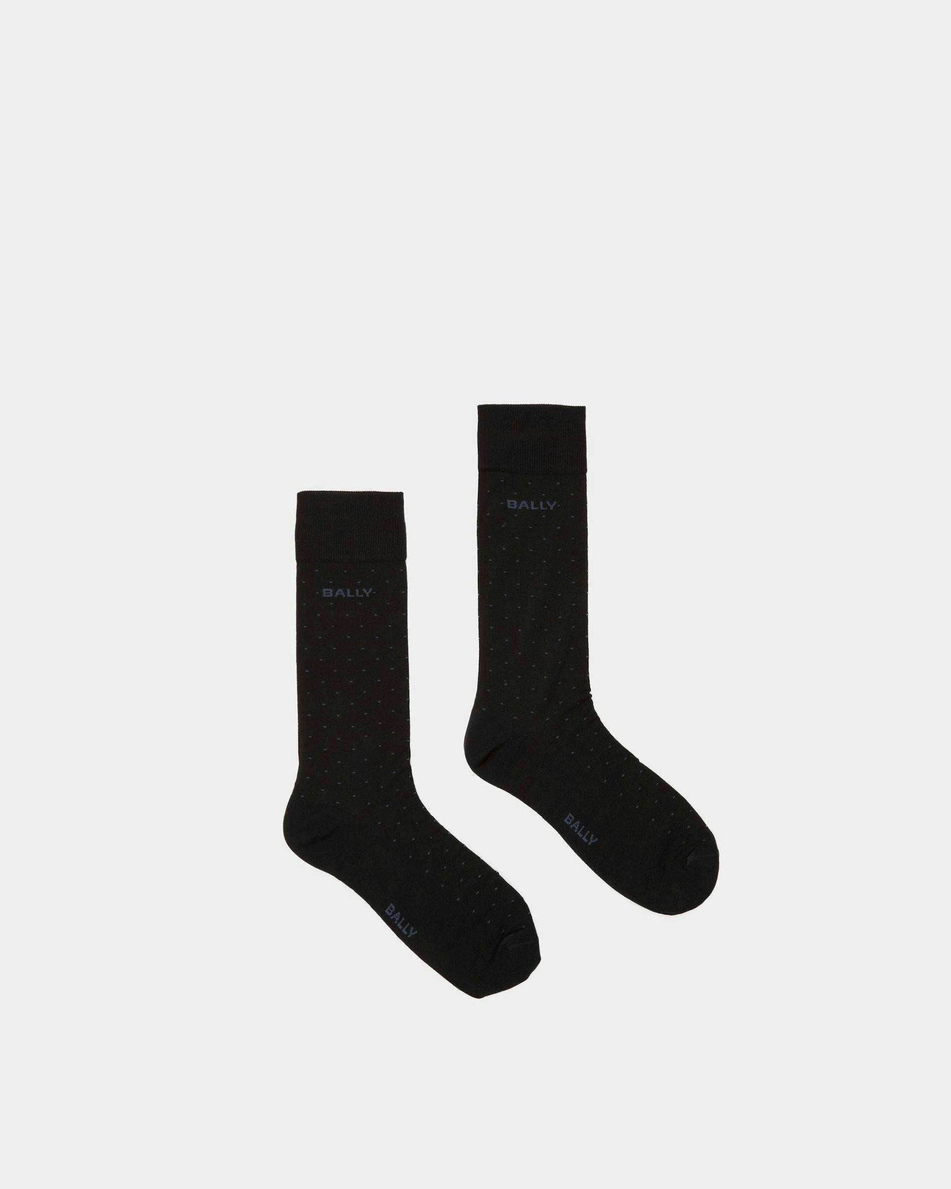Logo Socks In Ink Cotton Mix - Men's - Bally - 01