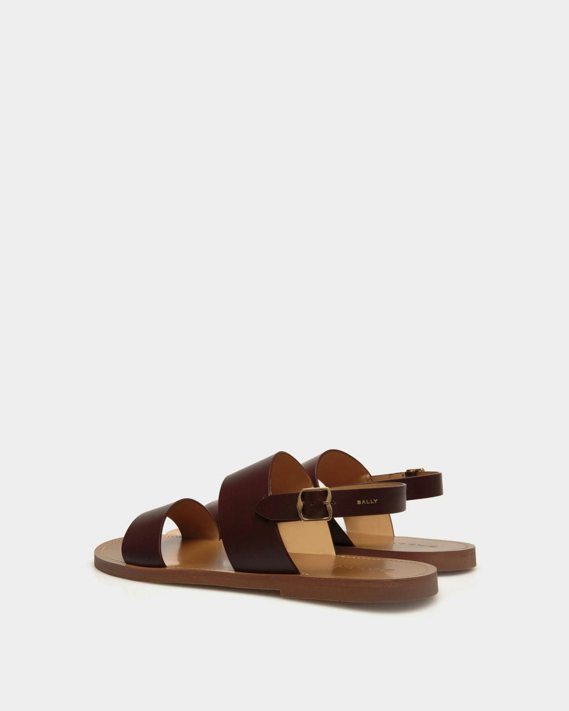 Men's Chateau Sandal in Chestnut Brown Leather | Bally | Still Life 3/4 Back