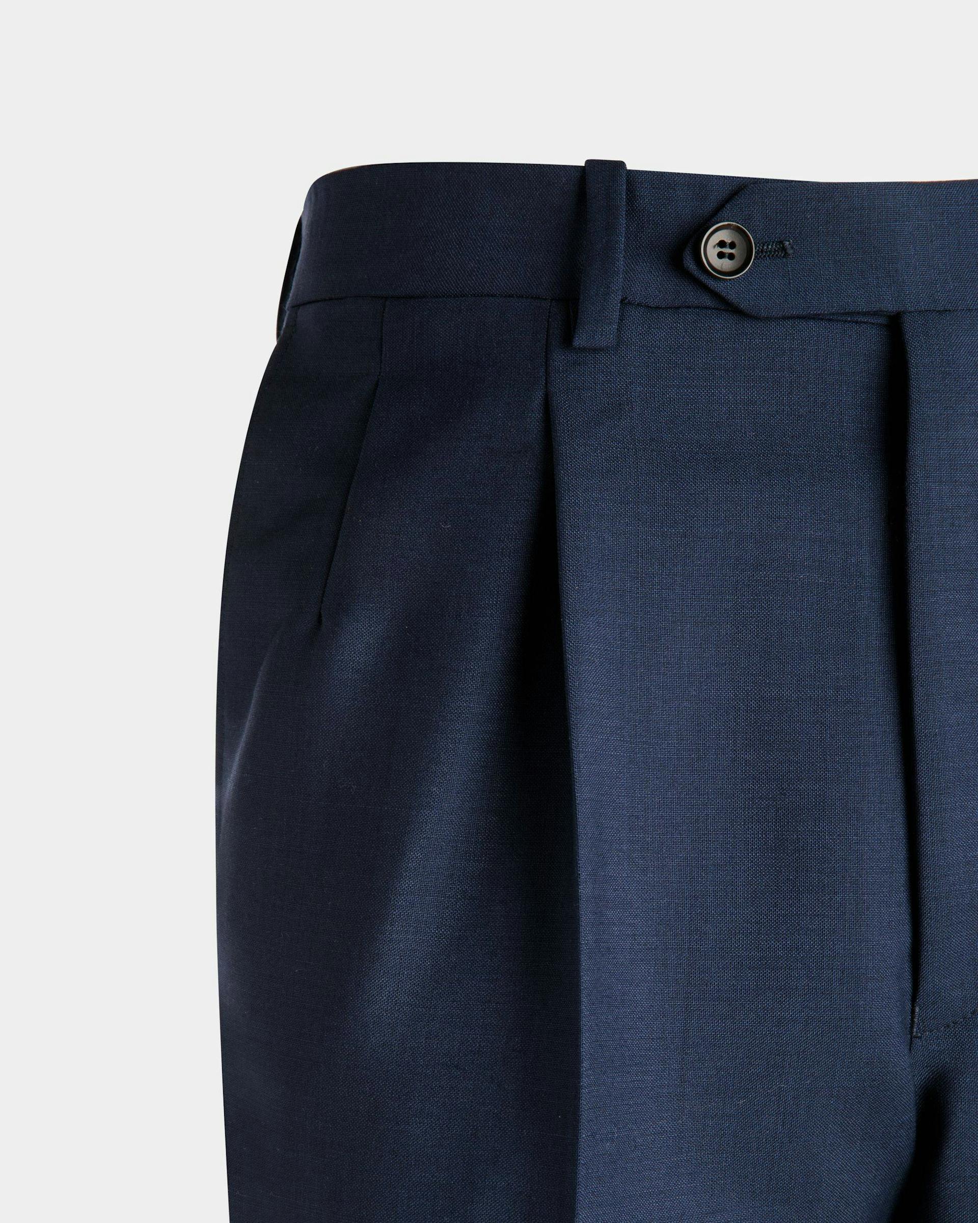 Wool Mix Straight Pants In Navy - Men's - Bally - 04