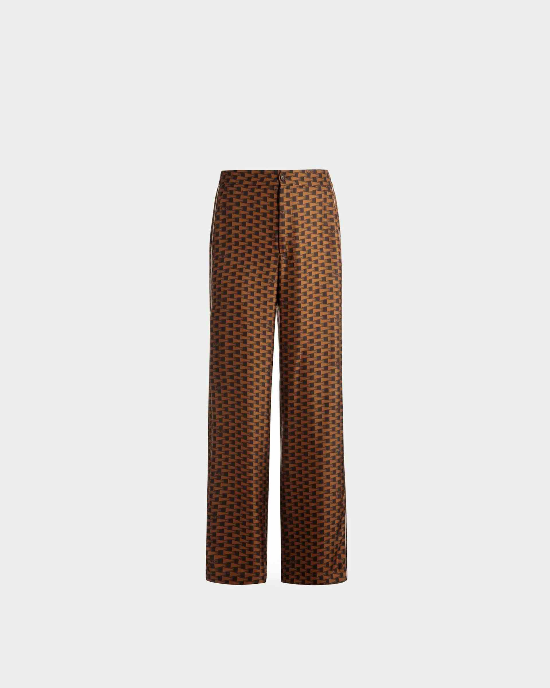 Pennant Print Pants In Brown Silk - Men's - Bally