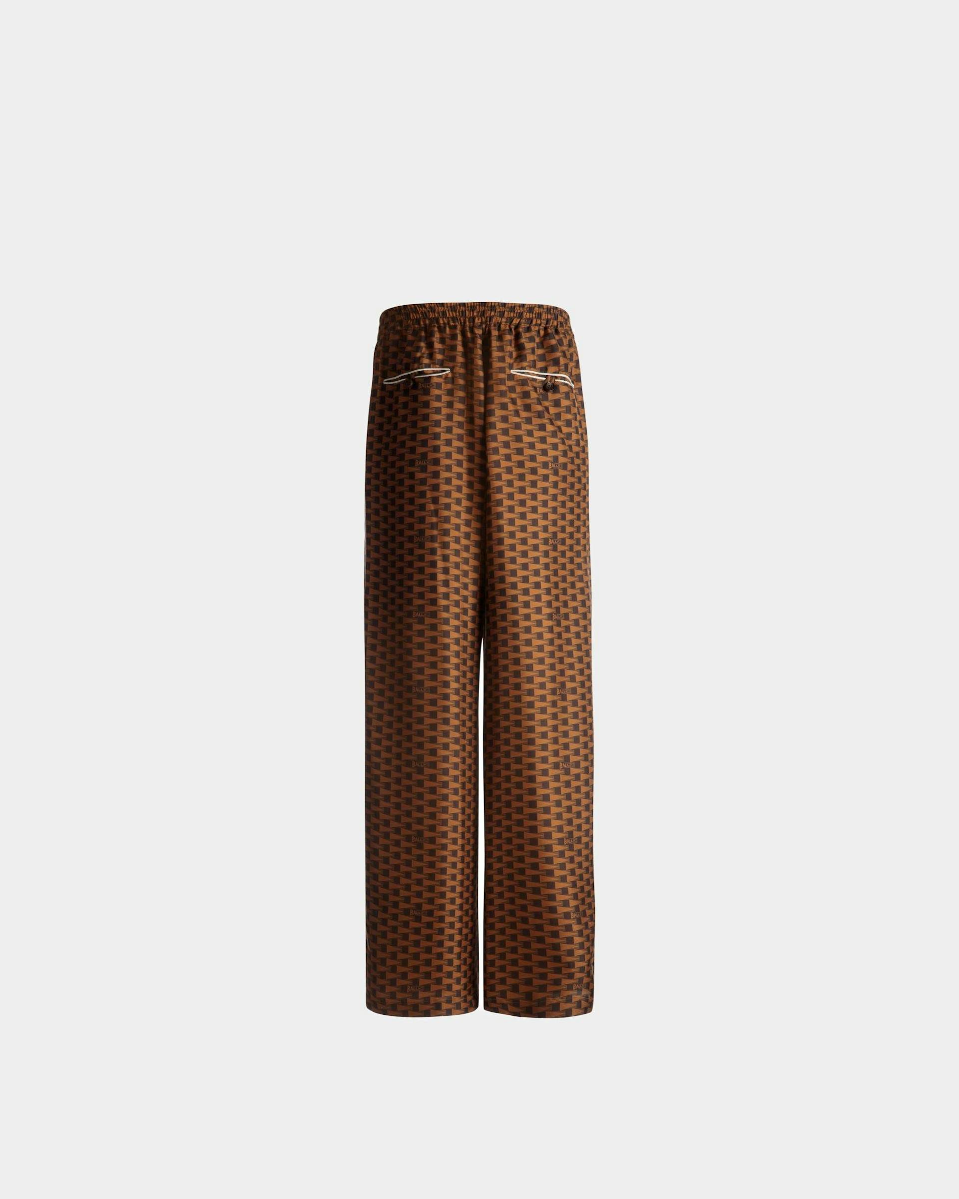 Pennant Print Pants In Brown Silk - Men's - Bally - 07