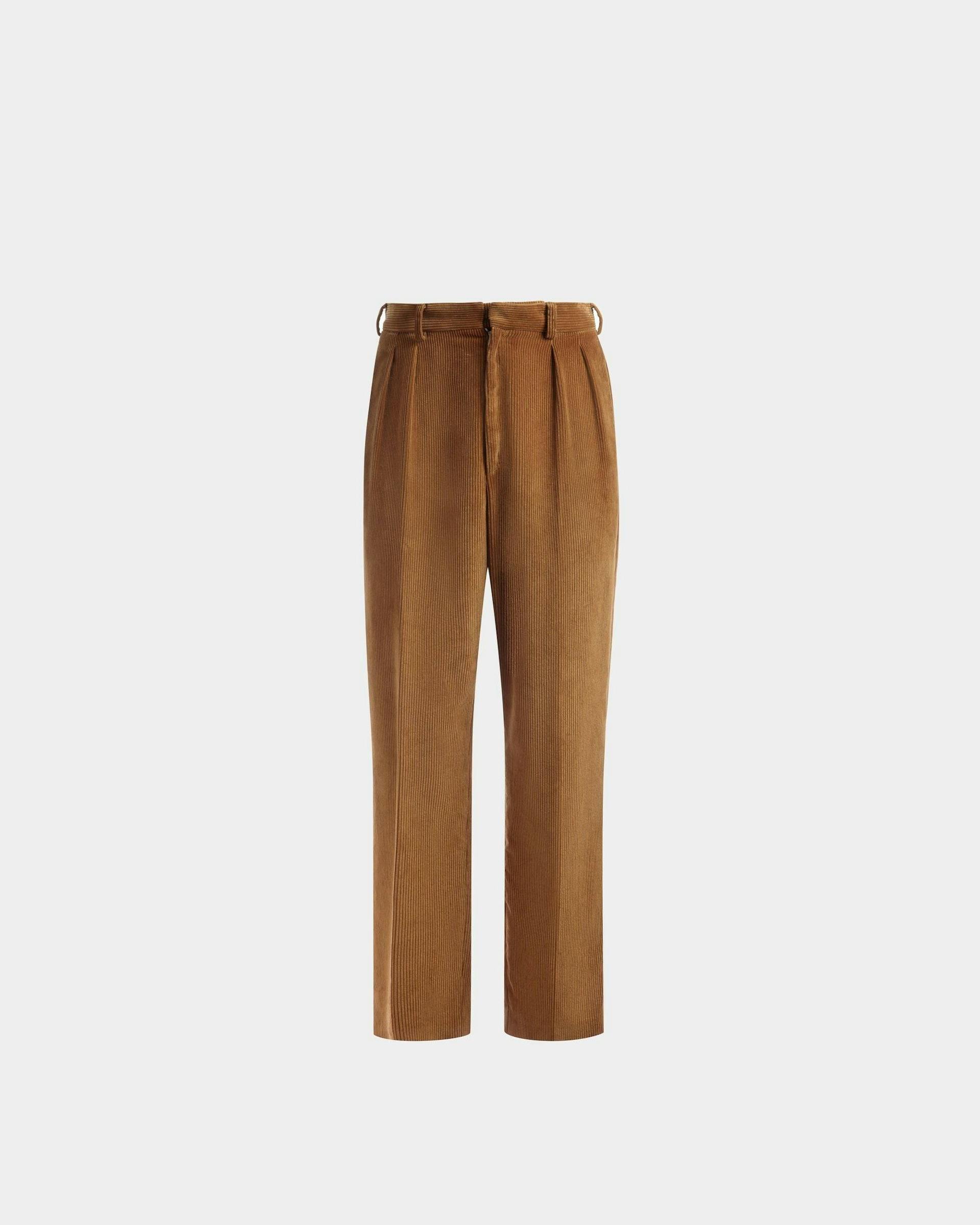 Corduroy Tailored Pants In Camel Cotton - Men's - Bally - 01