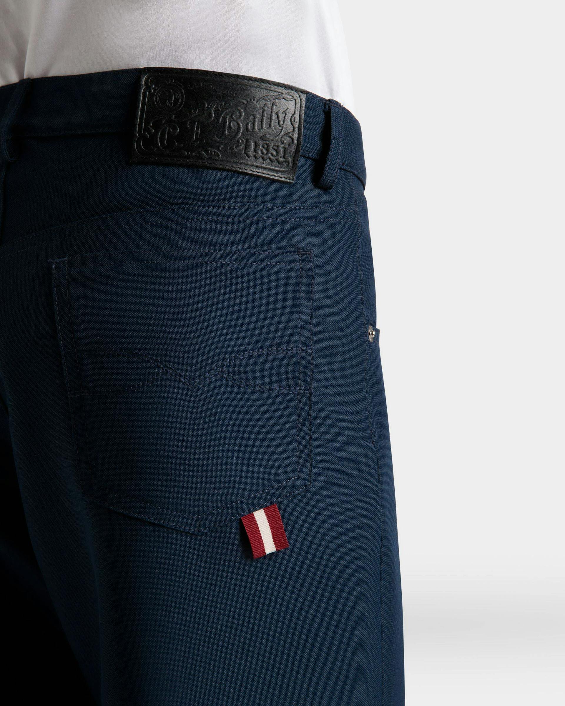 Men's Pants In Dark Blue Synthetic Fabric | Bally | On Model Detail