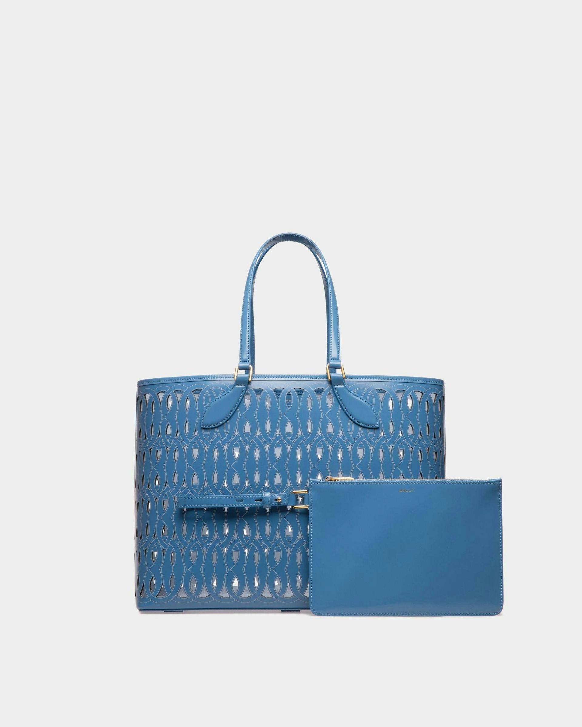 Lago Tote Bag In Blue Leather - Women's - Bally - 01