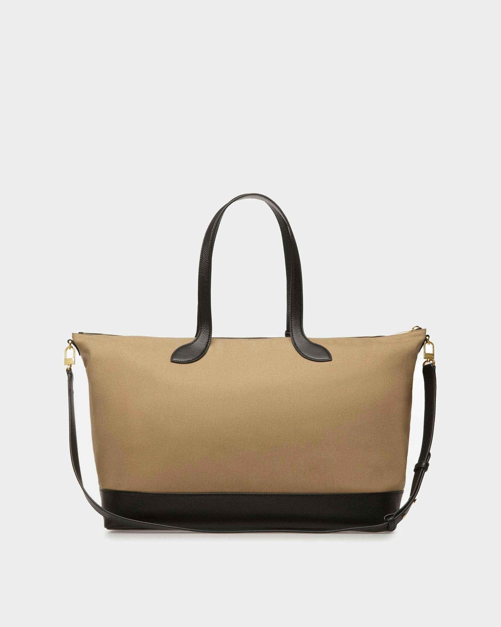 Bar Tote Bag In sand And Black Fabric - Women's - Bally - 02