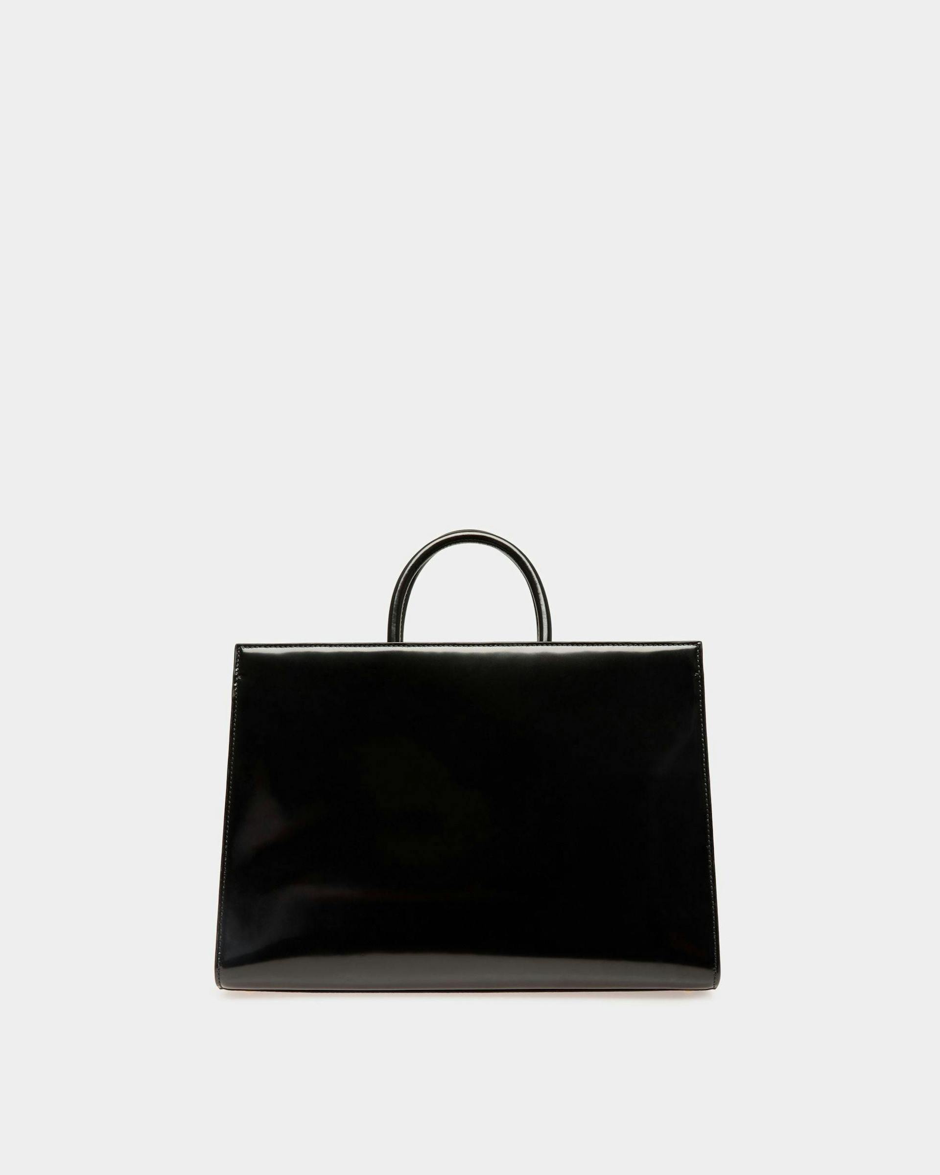 Women's Emblem Tote Bag In Black Patent Leather | Bally | Still Life Back
