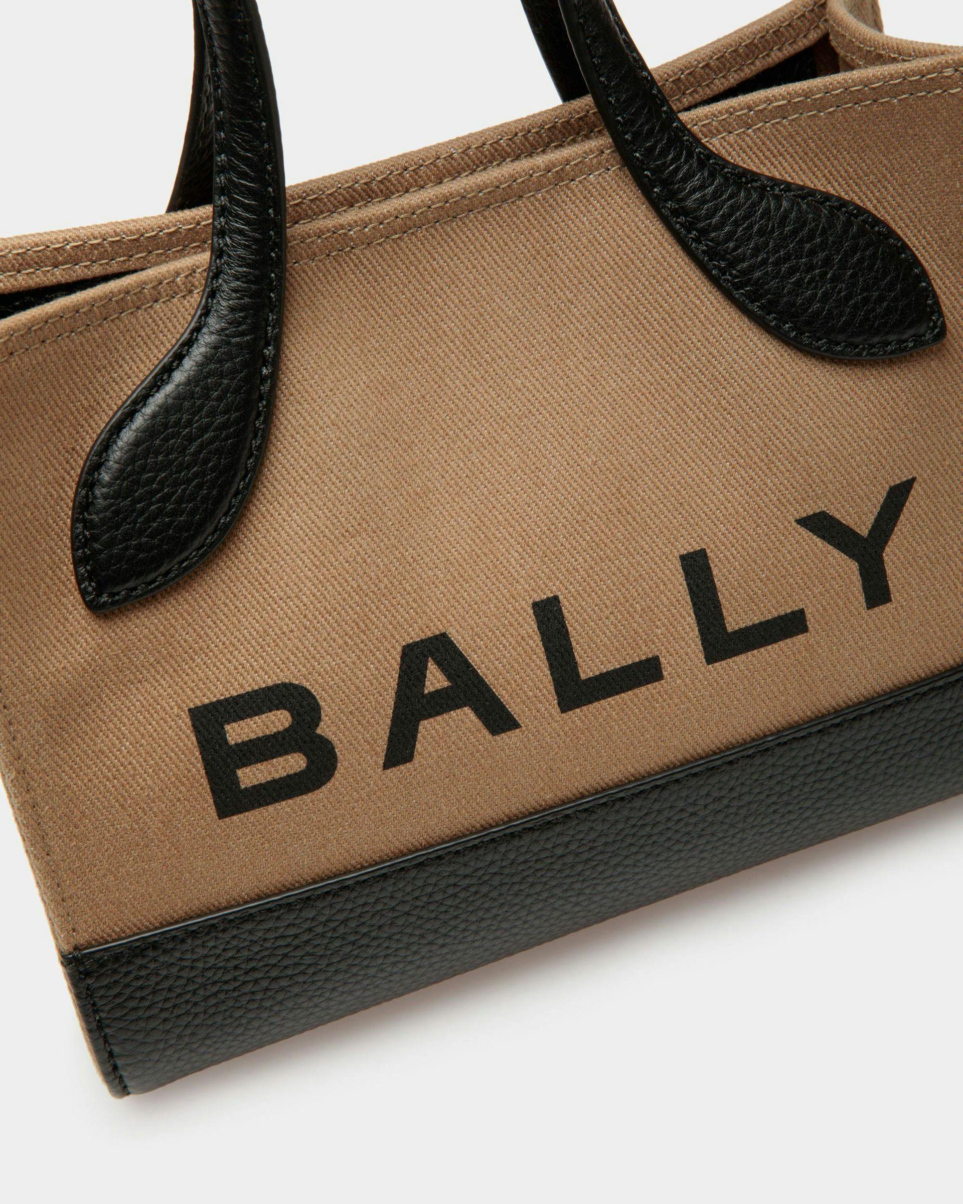 Women's Bar Minibag In Sand And Black Fabric | Bally | Still Life Detail
