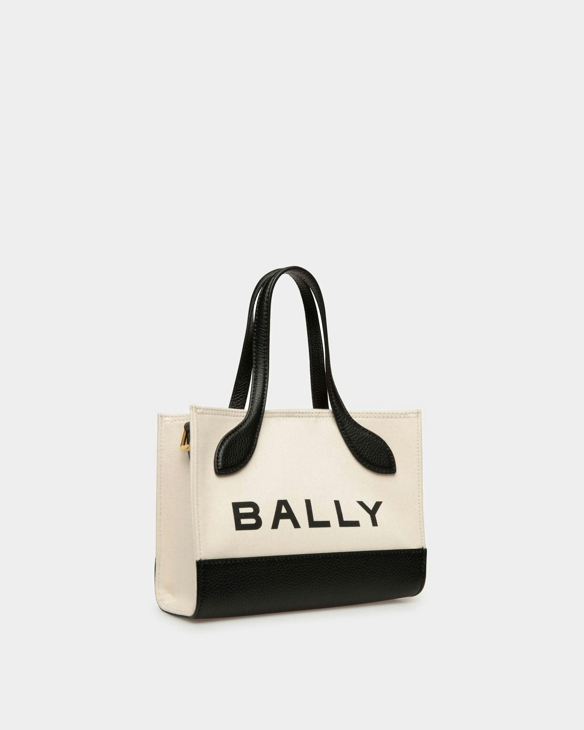 Women's Bar Minibag In Natural And Black Fabric | Bally | Still Life 3/4 Front