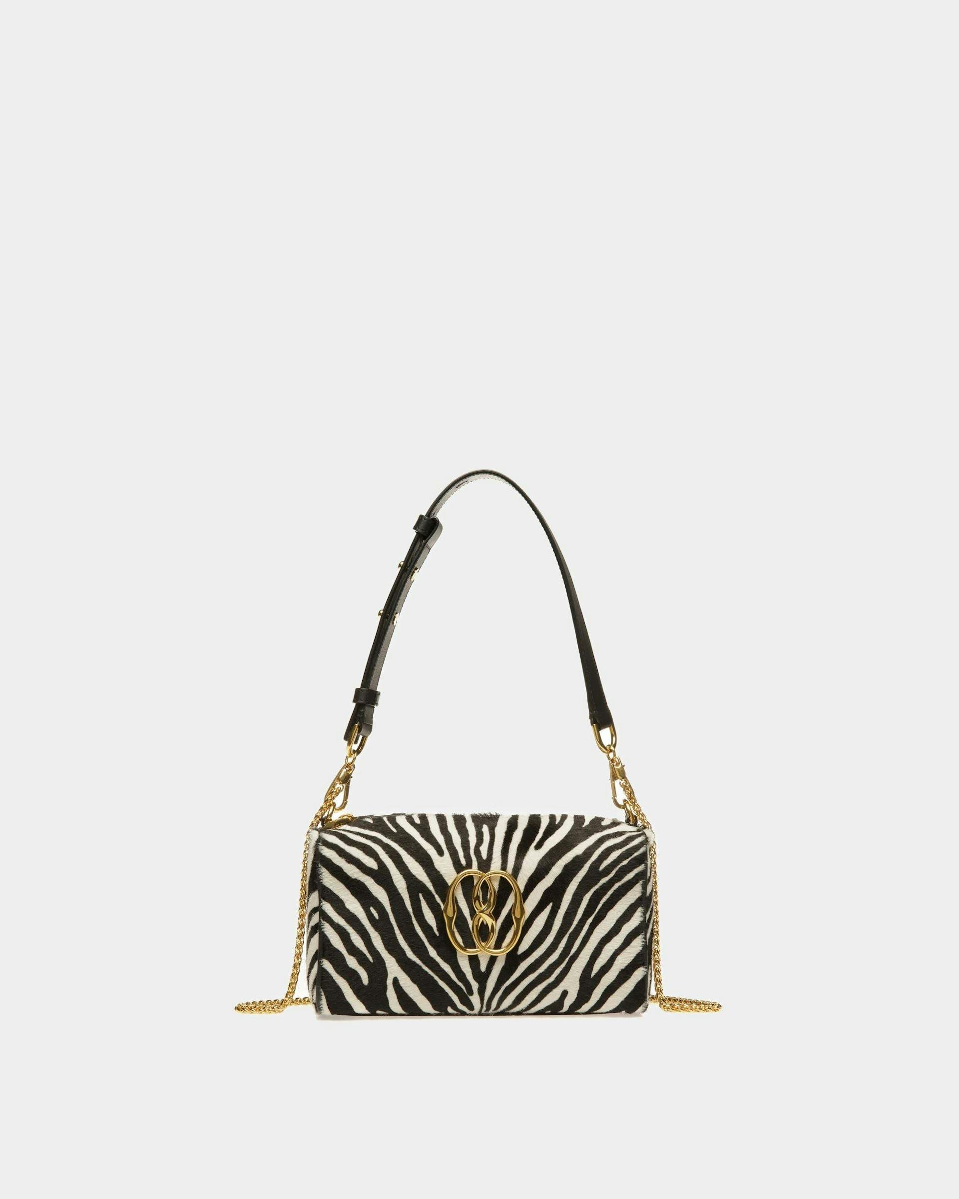 Emblem Minibag In White And Black Haircalf Leather - Women's - Bally - 01