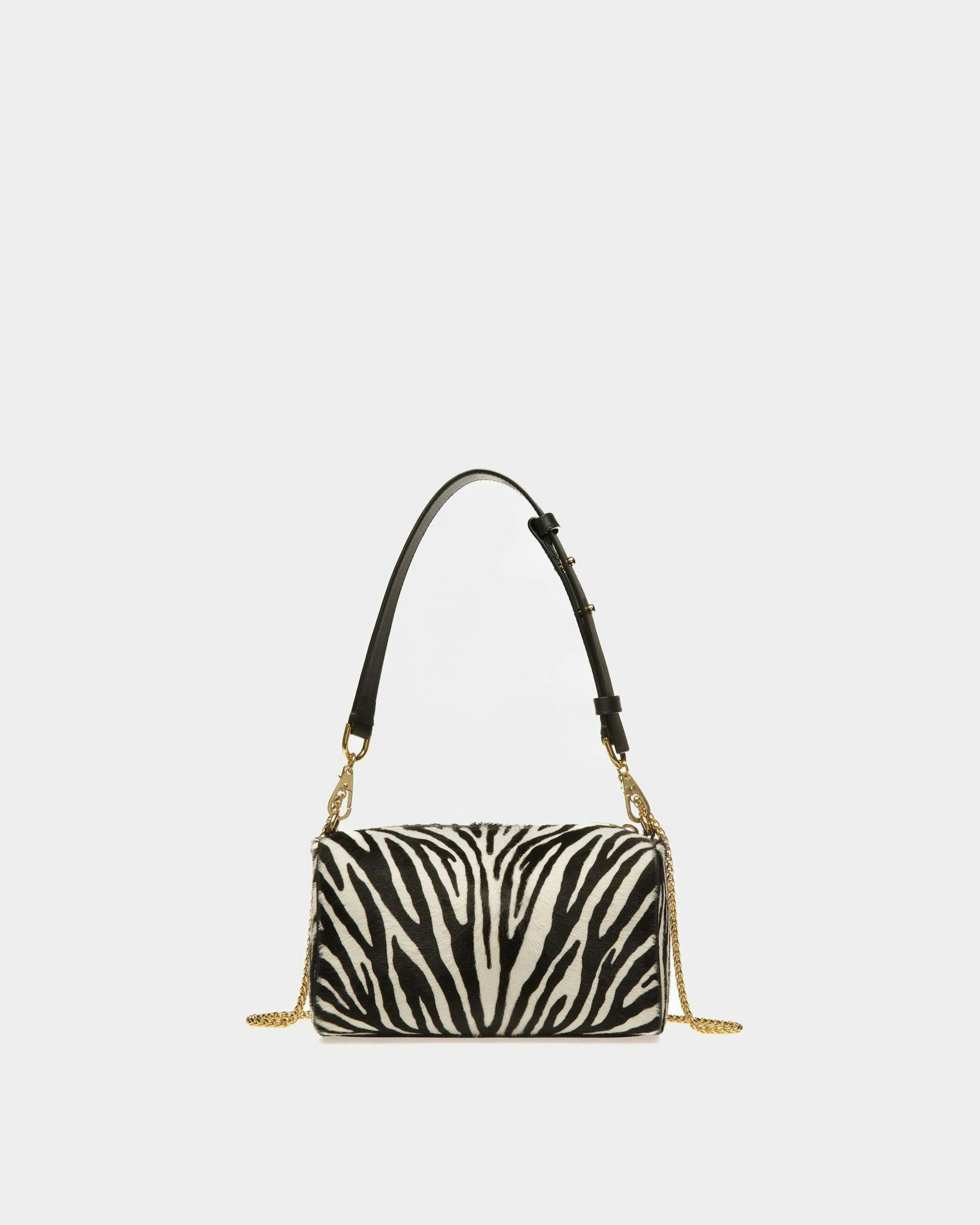Emblem Minibag In White And Black Haircalf Leather - Women's - Bally - 02