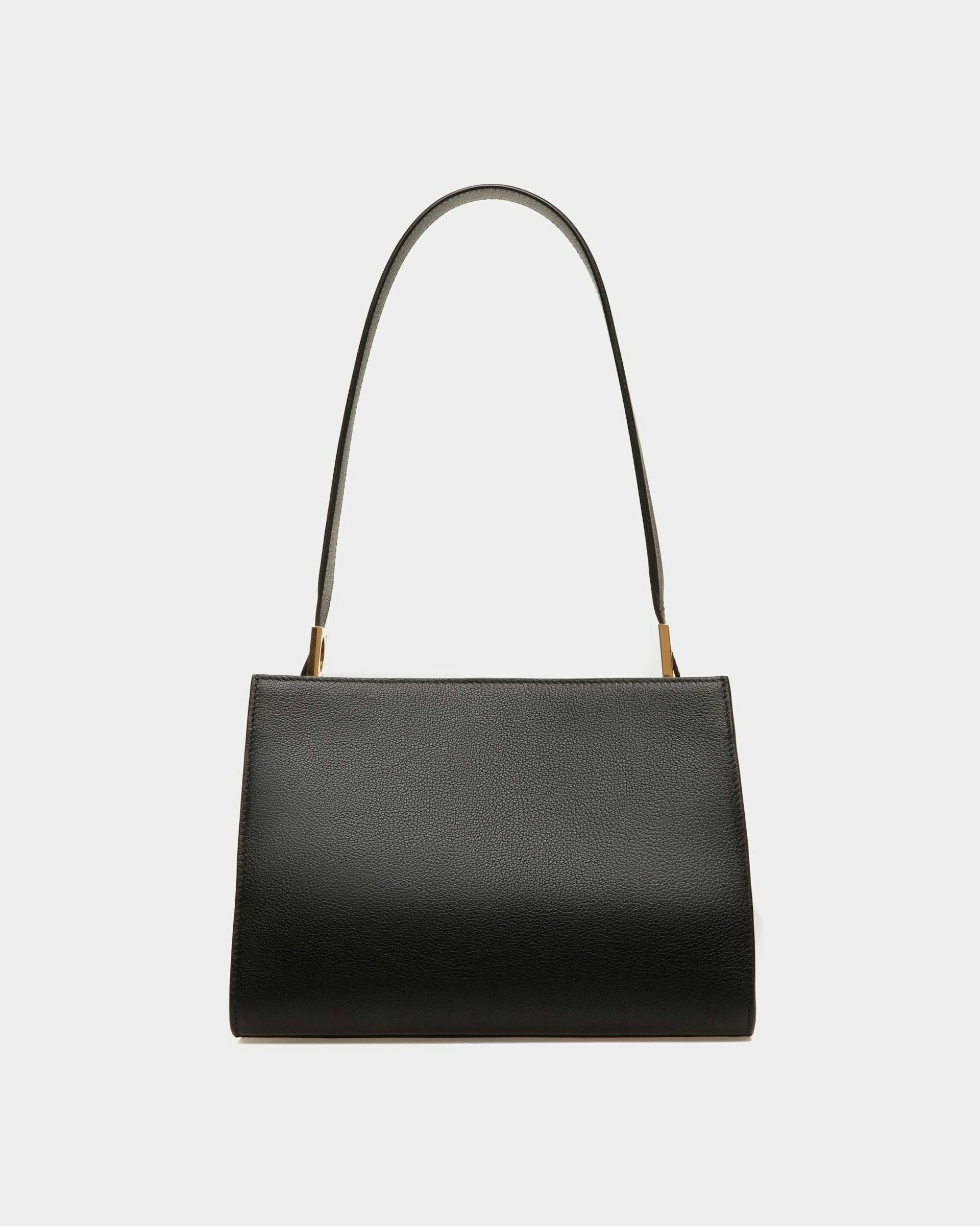 Women's Emblem Shoulder Bag In Black Grained Leather | Bally | Still Life Back
