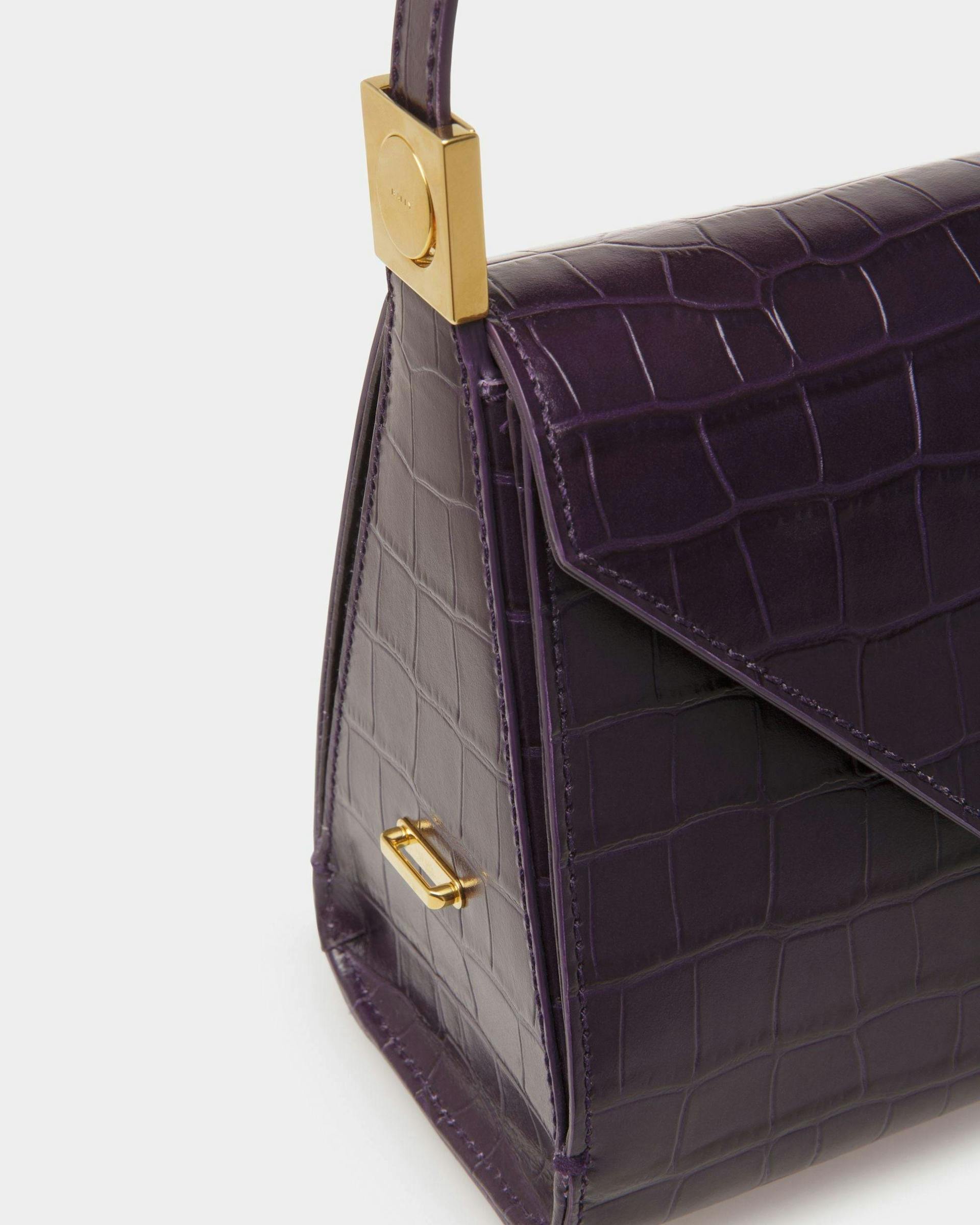 Emblem Top Handle Bag In Orchid Leather - Women's - Bally - 06
