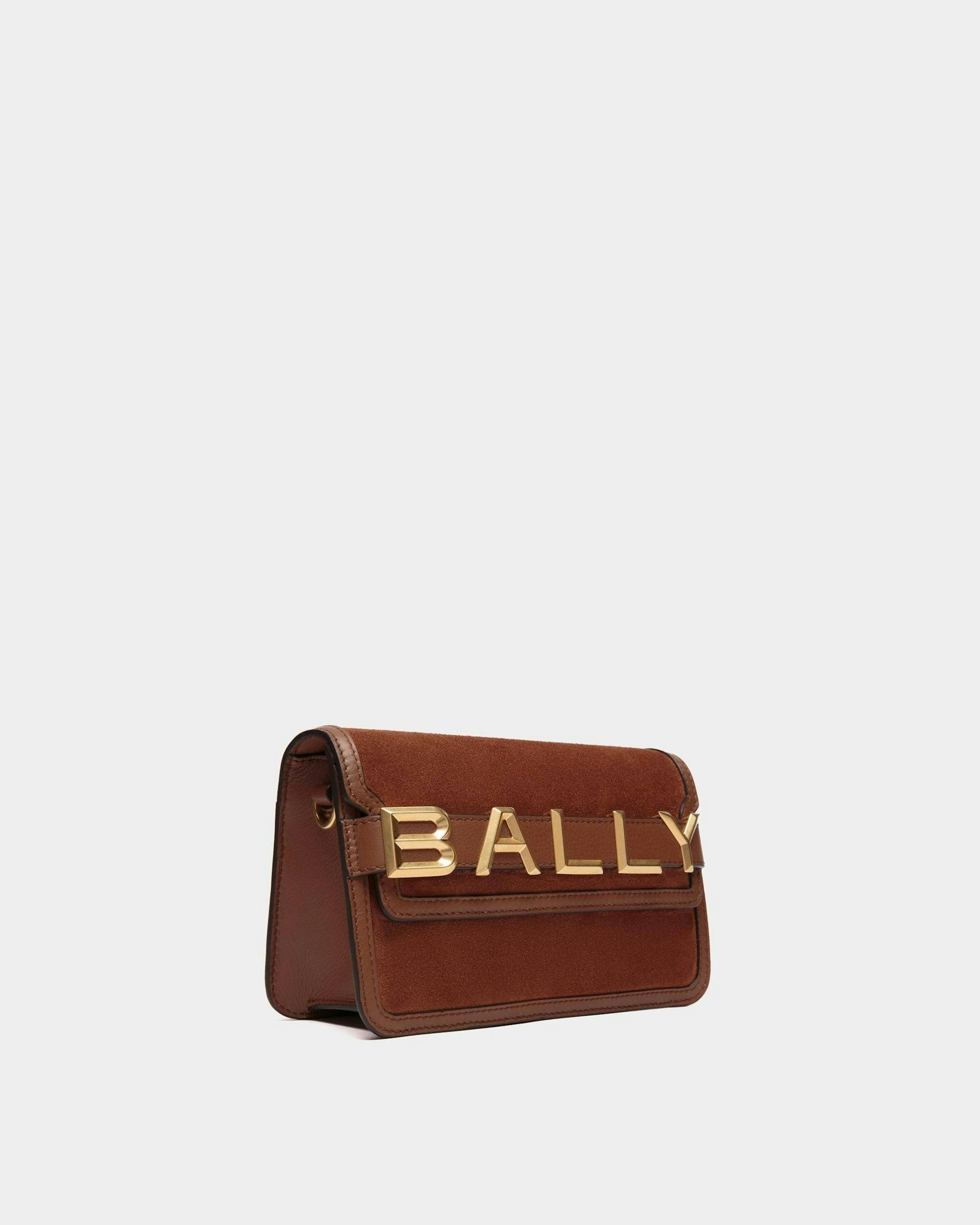 Women's Bally Spell Crossbody Bag in Brown Suede | Bally | Still Life 3/4 Front