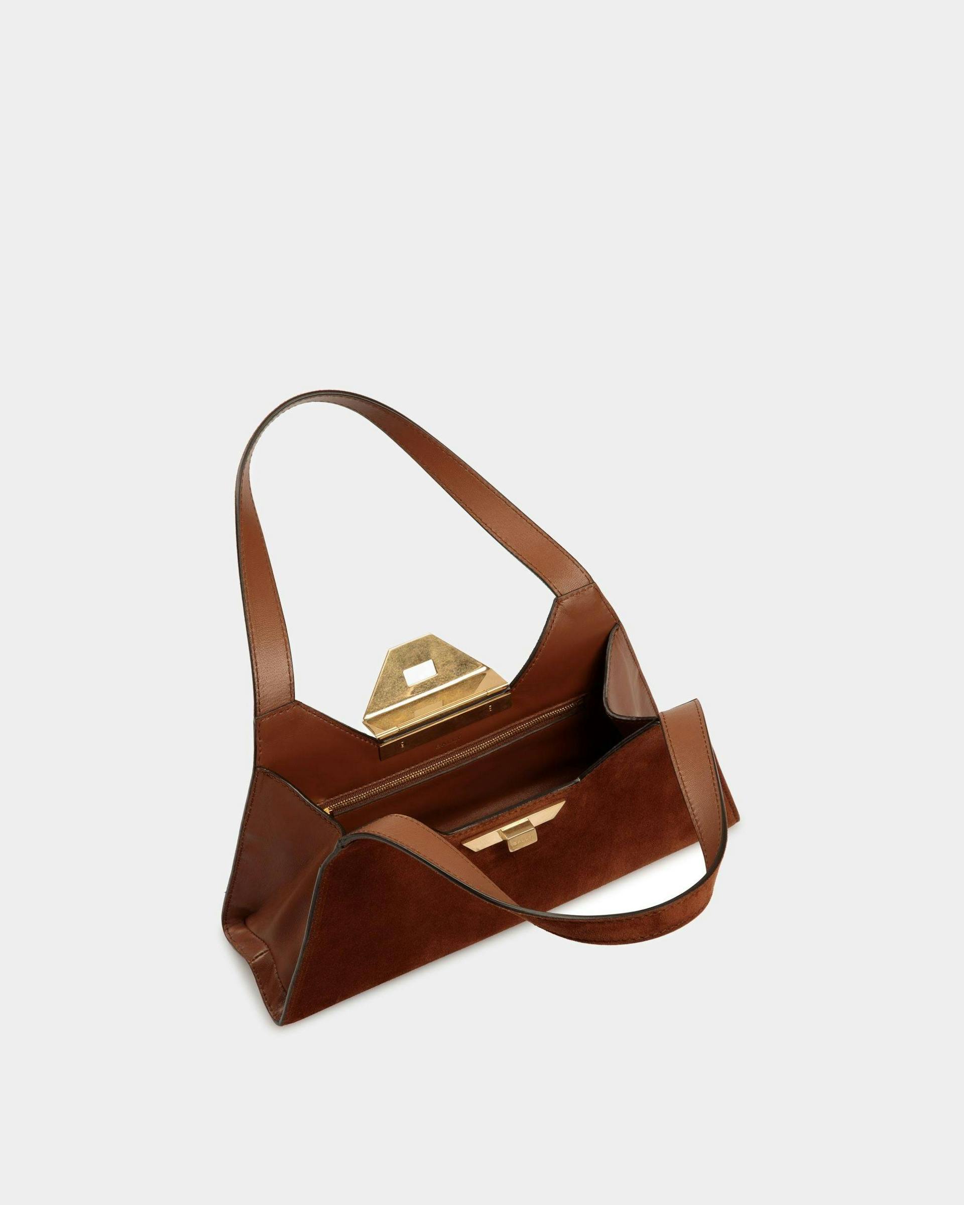 Trilliant Small Shoulder Bag In Brown Suede Leather - Women's - Bally - 05