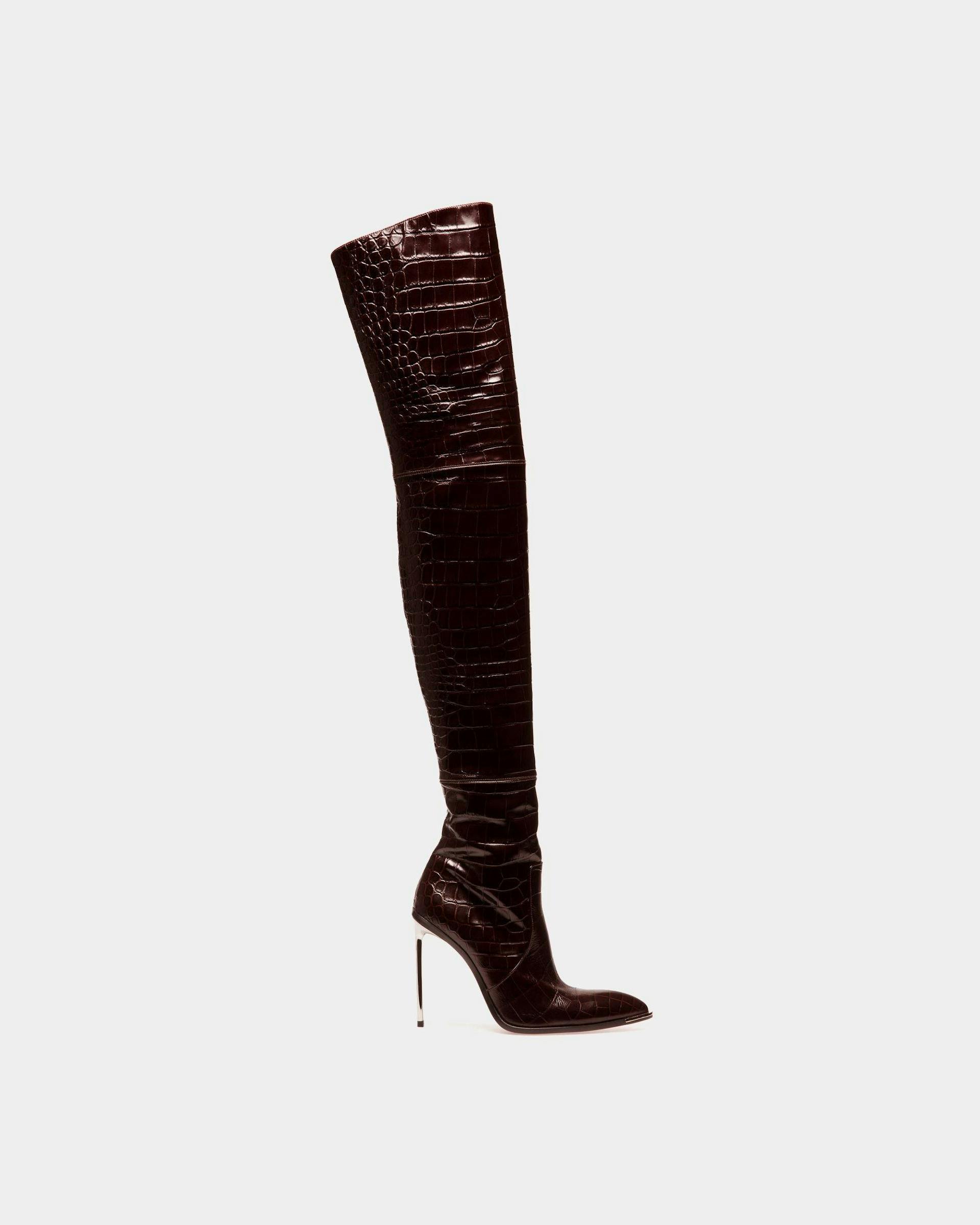 Hedy Long Boots In Burgundy Leather - Women's - Bally - 01