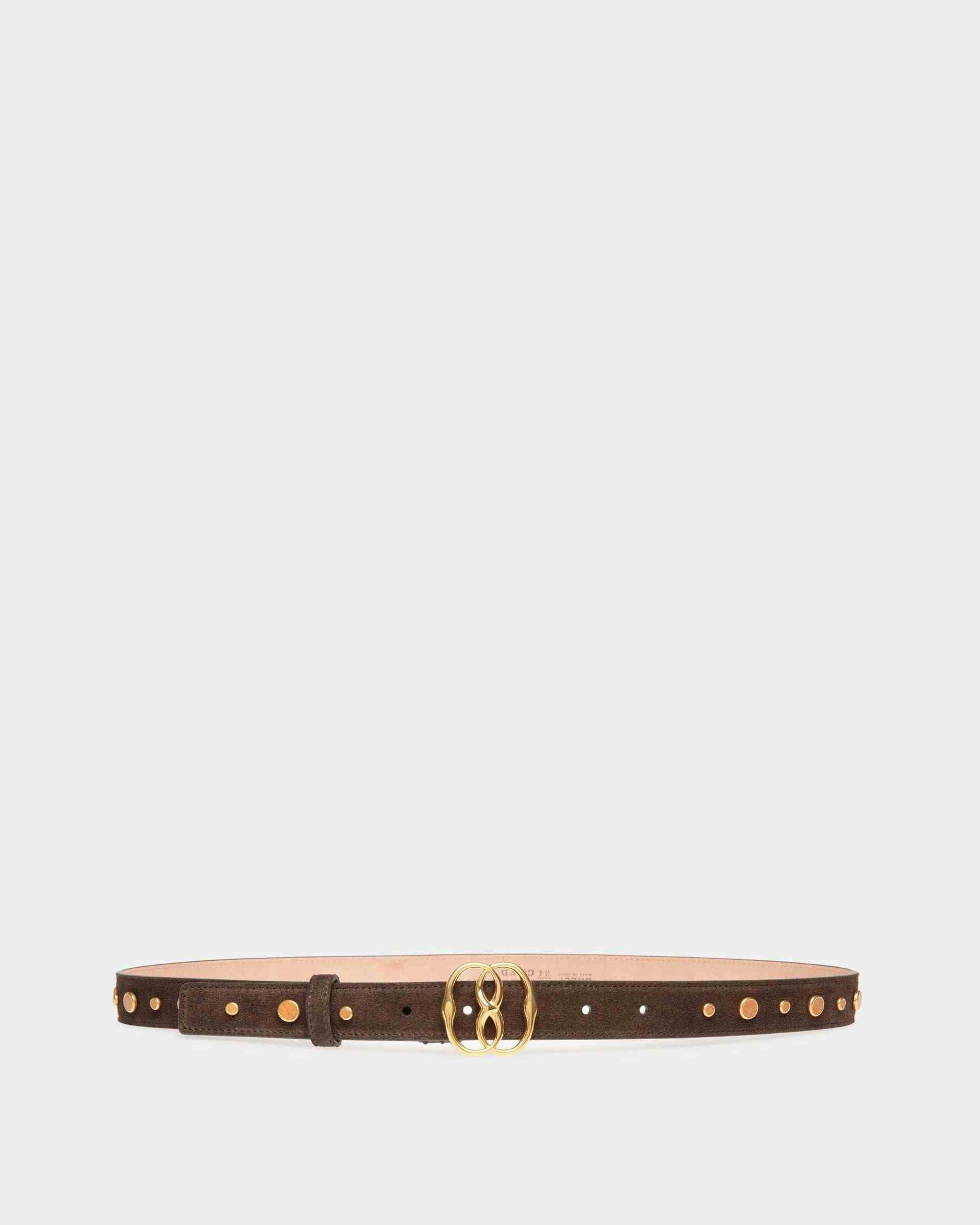 Emblem Fixed Belt In Brown Leather - Women's - Bally