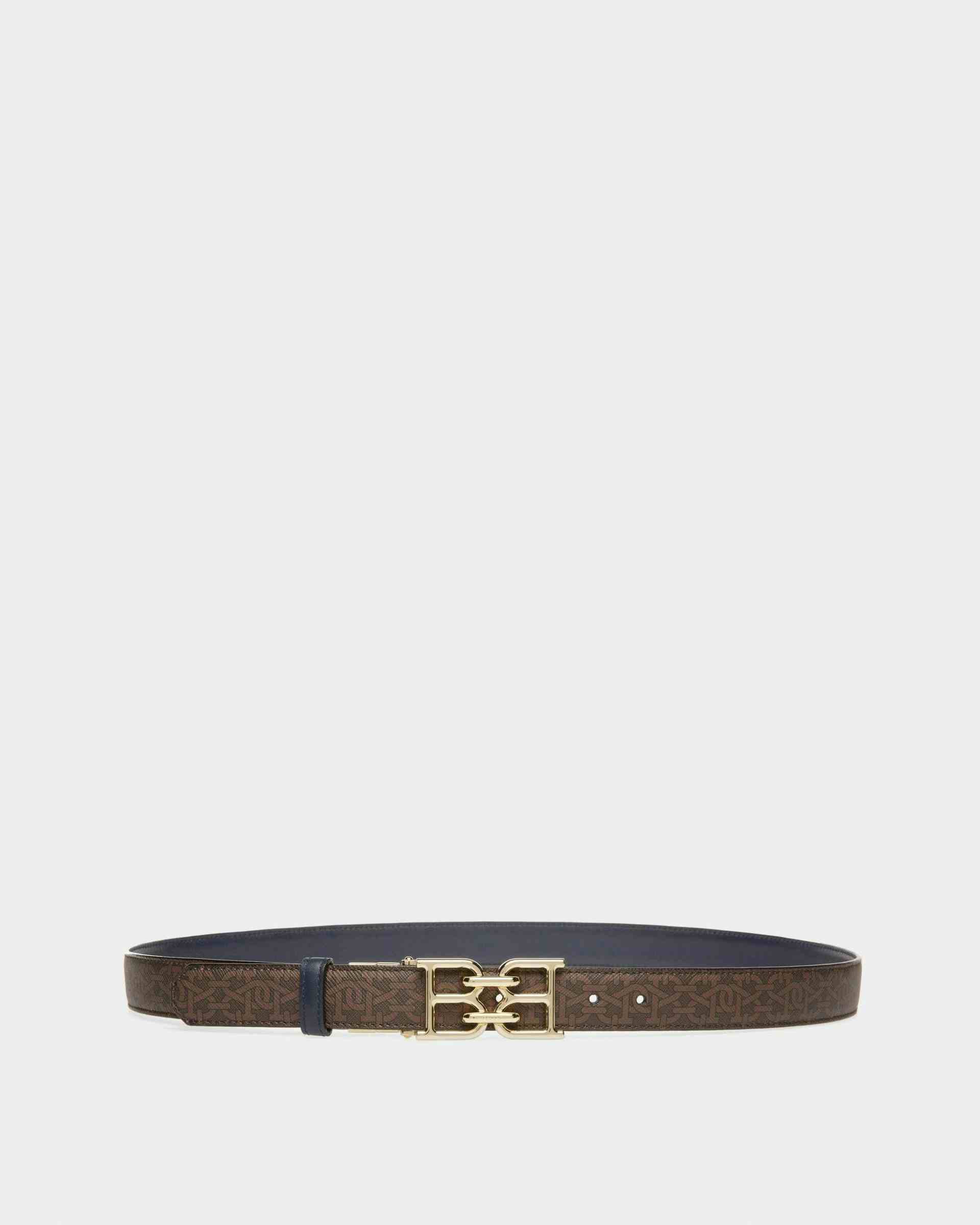B-Chain Tpu And Leather 25Mm Belt In Brown And Navy - Women's - Bally