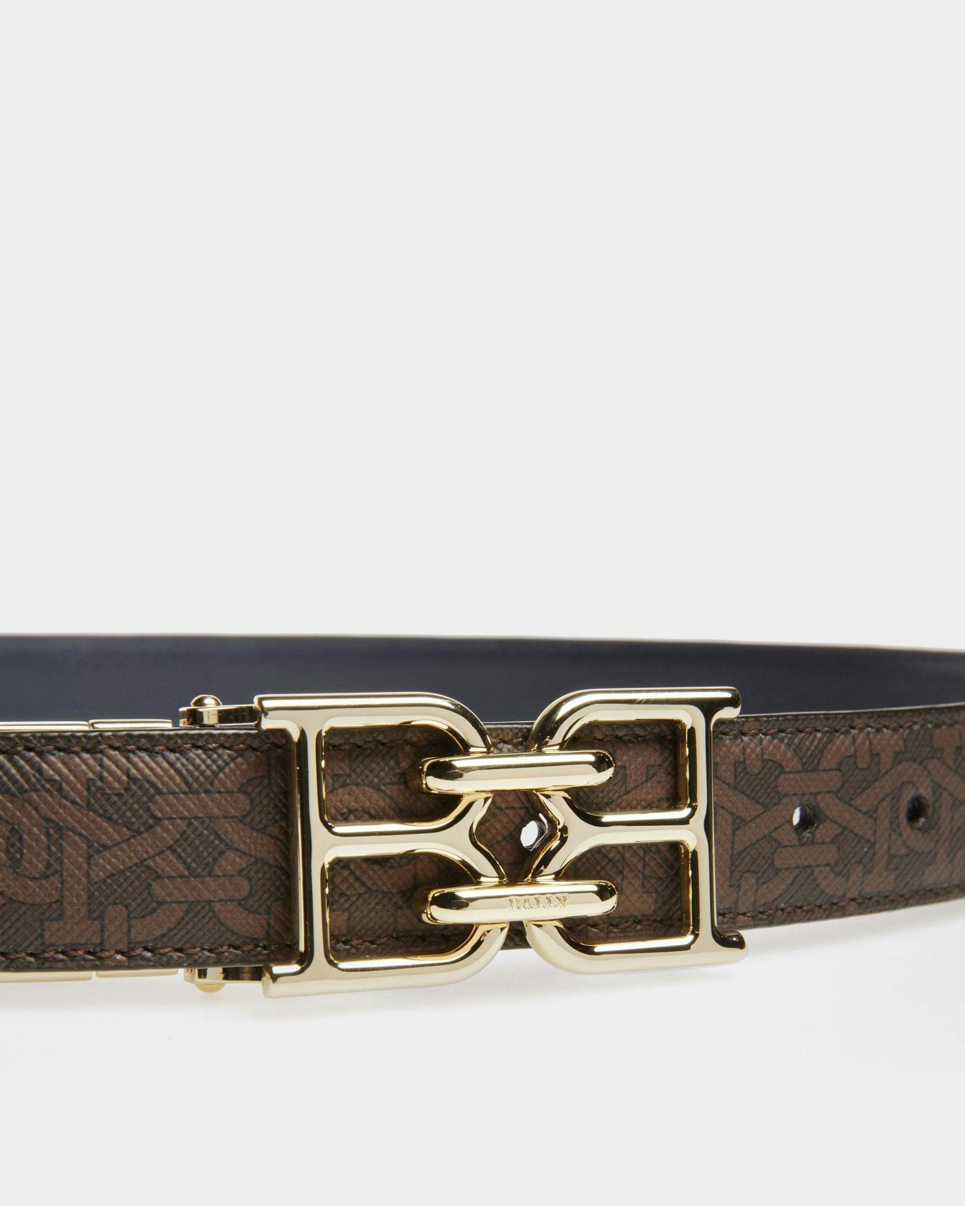 B-Chain Tpu And Leather 25Mm Belt In Brown And Navy - Women's - Bally - 03