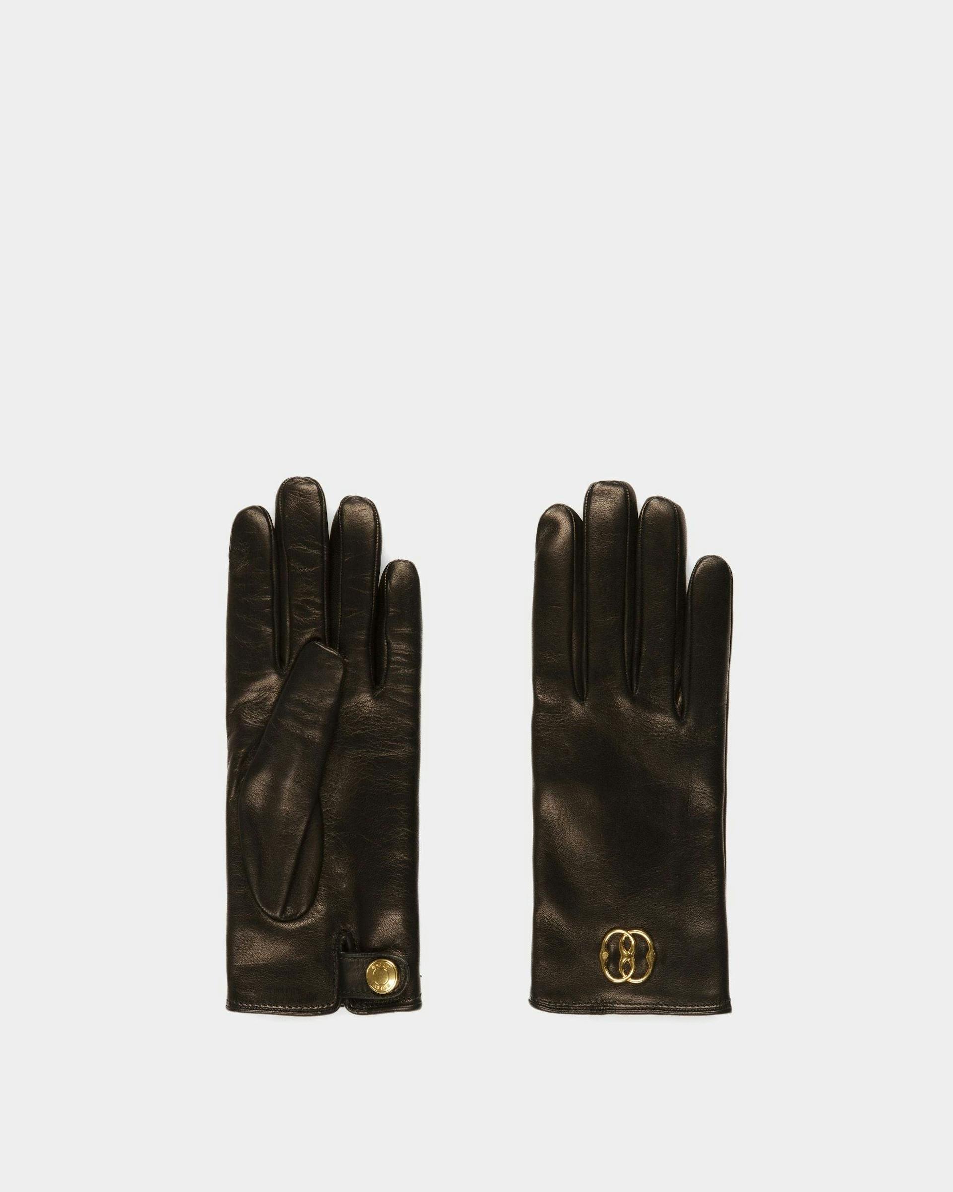 Emblem Gloves In Black Leather - Women's - Bally - 01