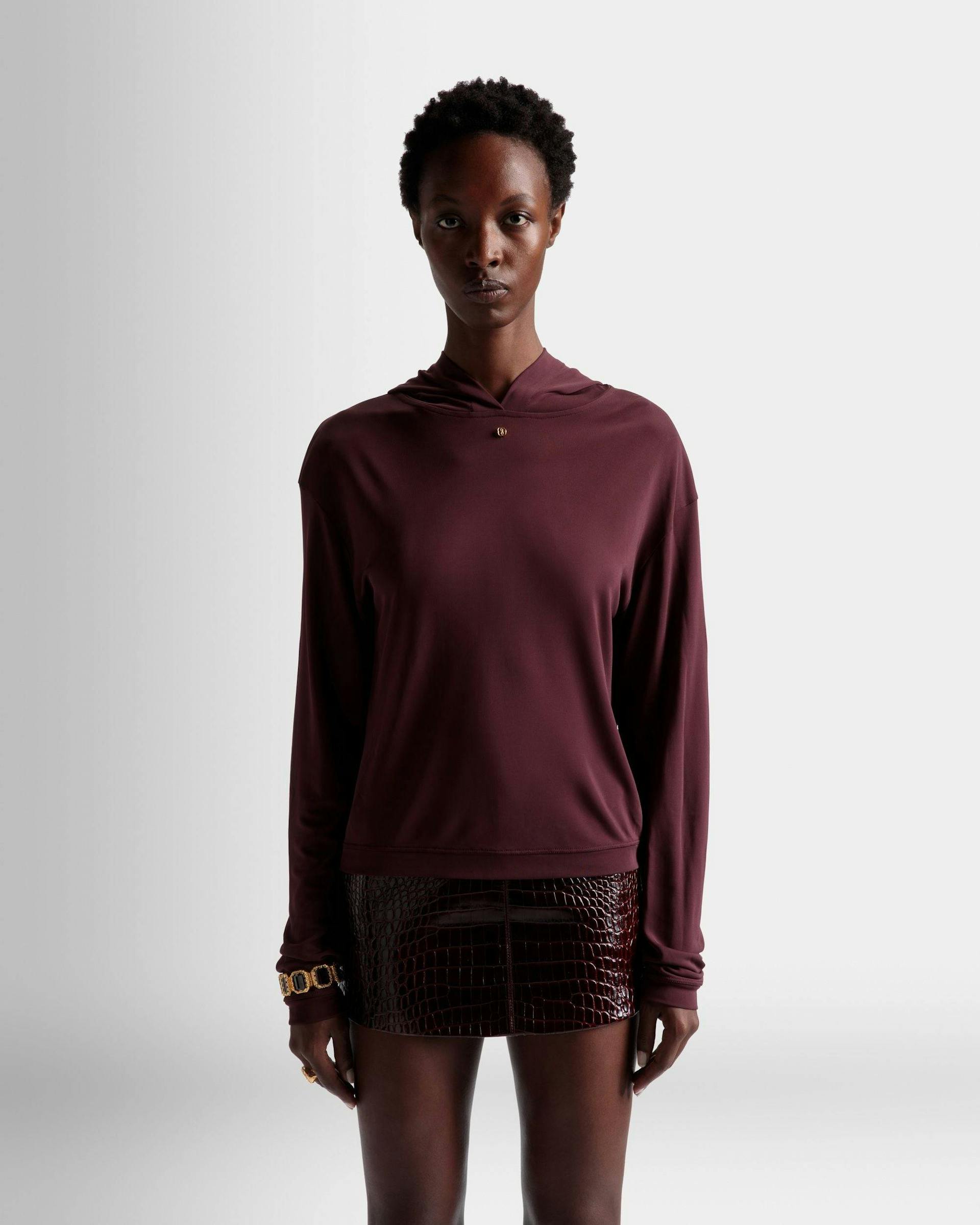 Hooded Sweatshirt In Burgundy Fabric - Women's - Bally - 03