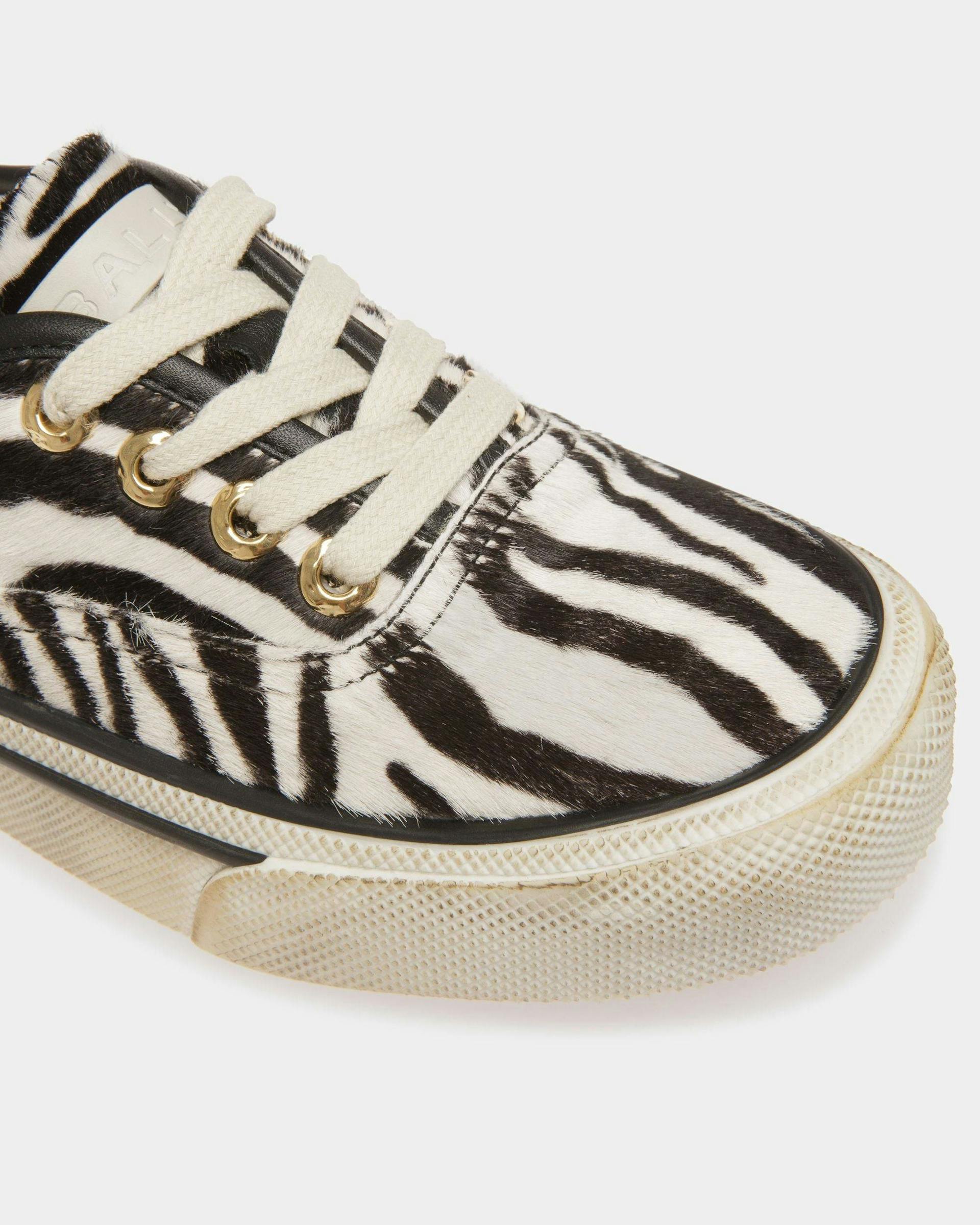 Santa Ana Sneakers In White And Black Haircalf Leather - Women's - Bally - 05