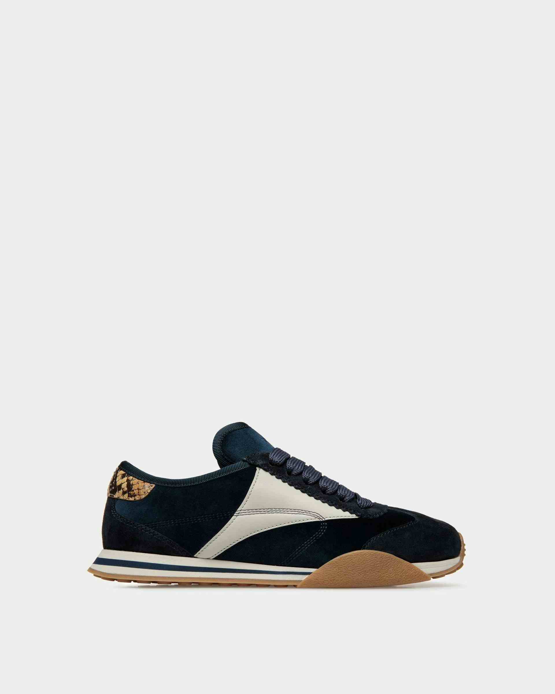 Sussex Sneakers In Midnight And Dusty White Leather And Cotton - Women's - Bally