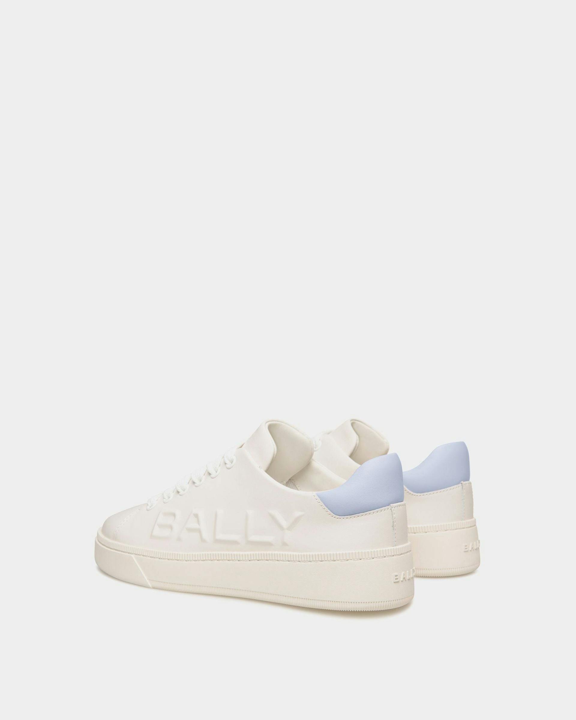Women's Raise Sneaker in White And Light Blue Leather | Bally | Still Life 3/4 Back