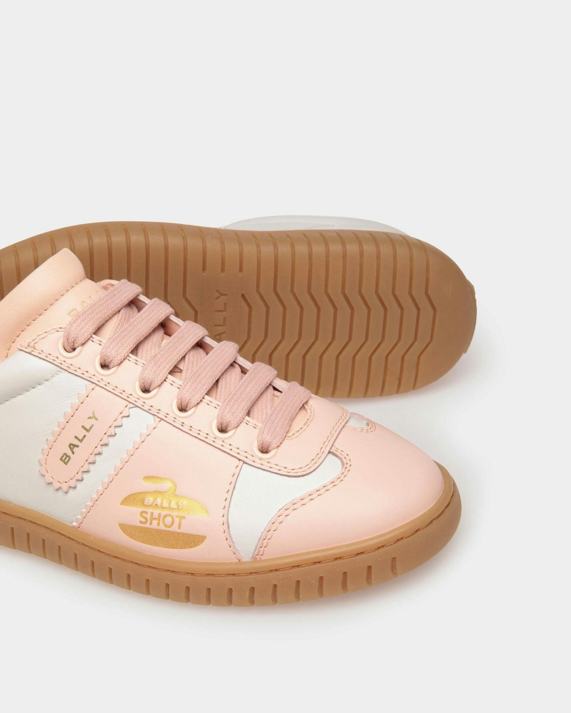 Women's Player Sneaker in White and Baby Pink Leather | Bally | Still Life Below