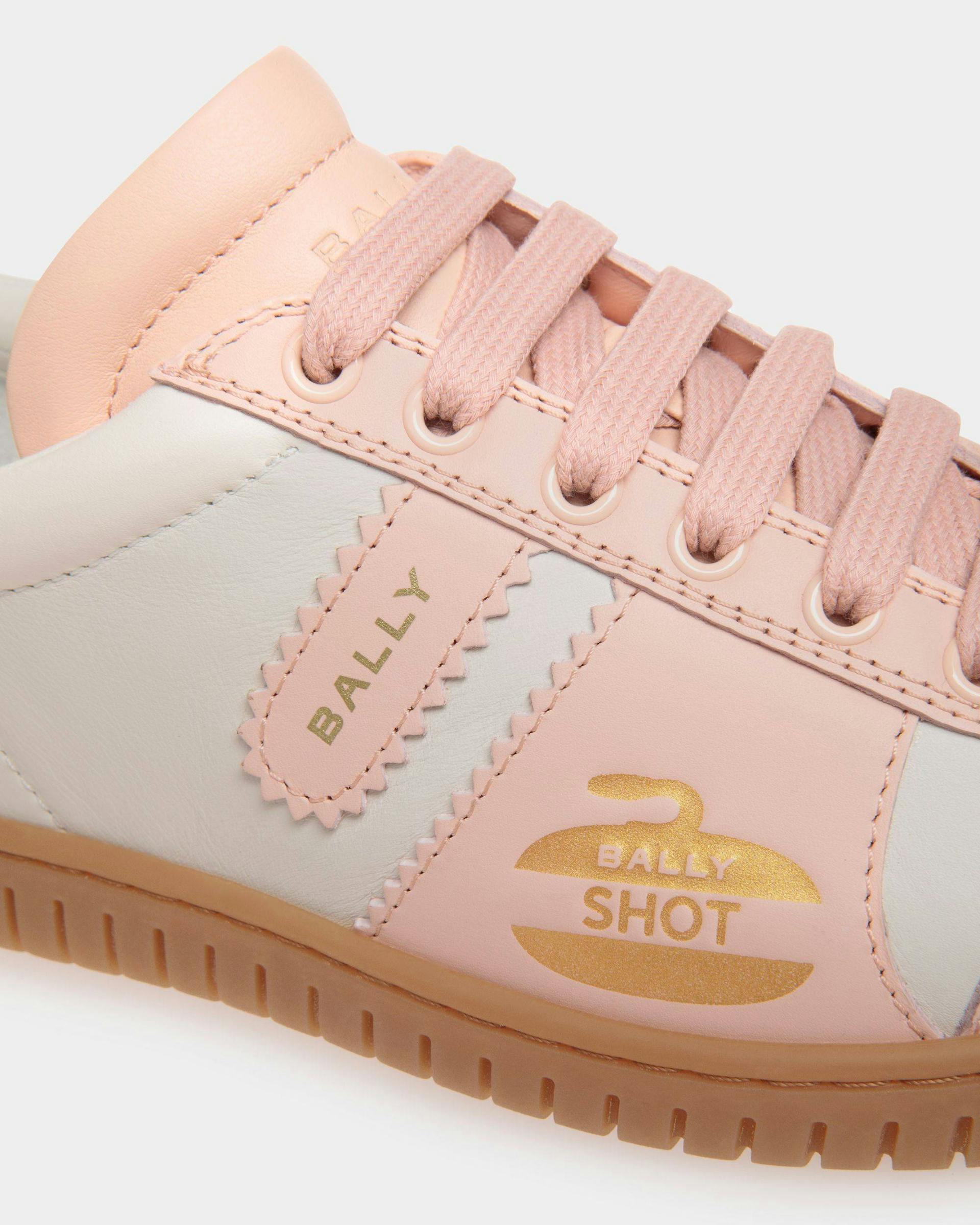 Women's Player Sneaker in White and Baby Pink Leather | Bally | Still Life Detail