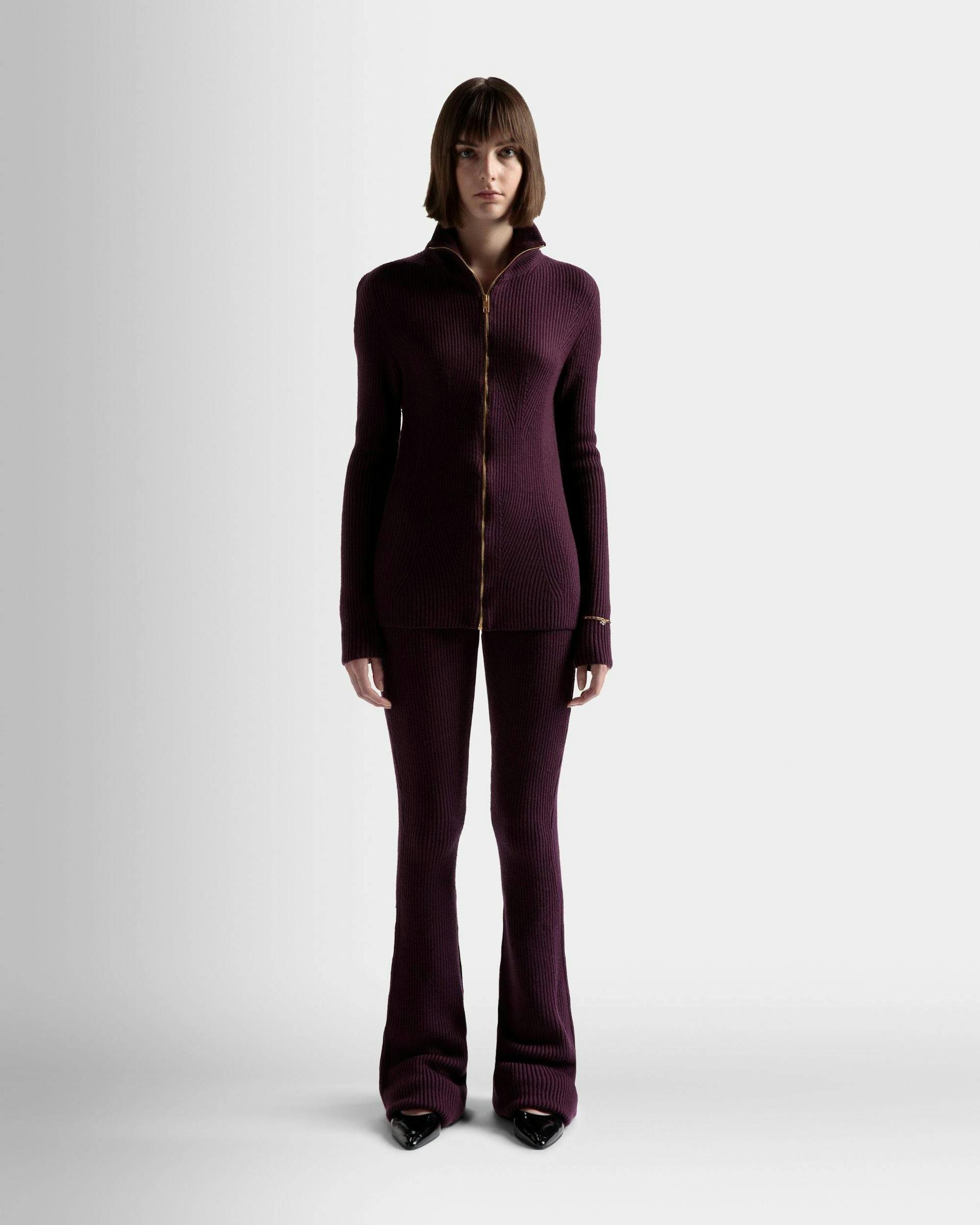 Flared Trousers In Orchid Wool - Women's - Bally - 02