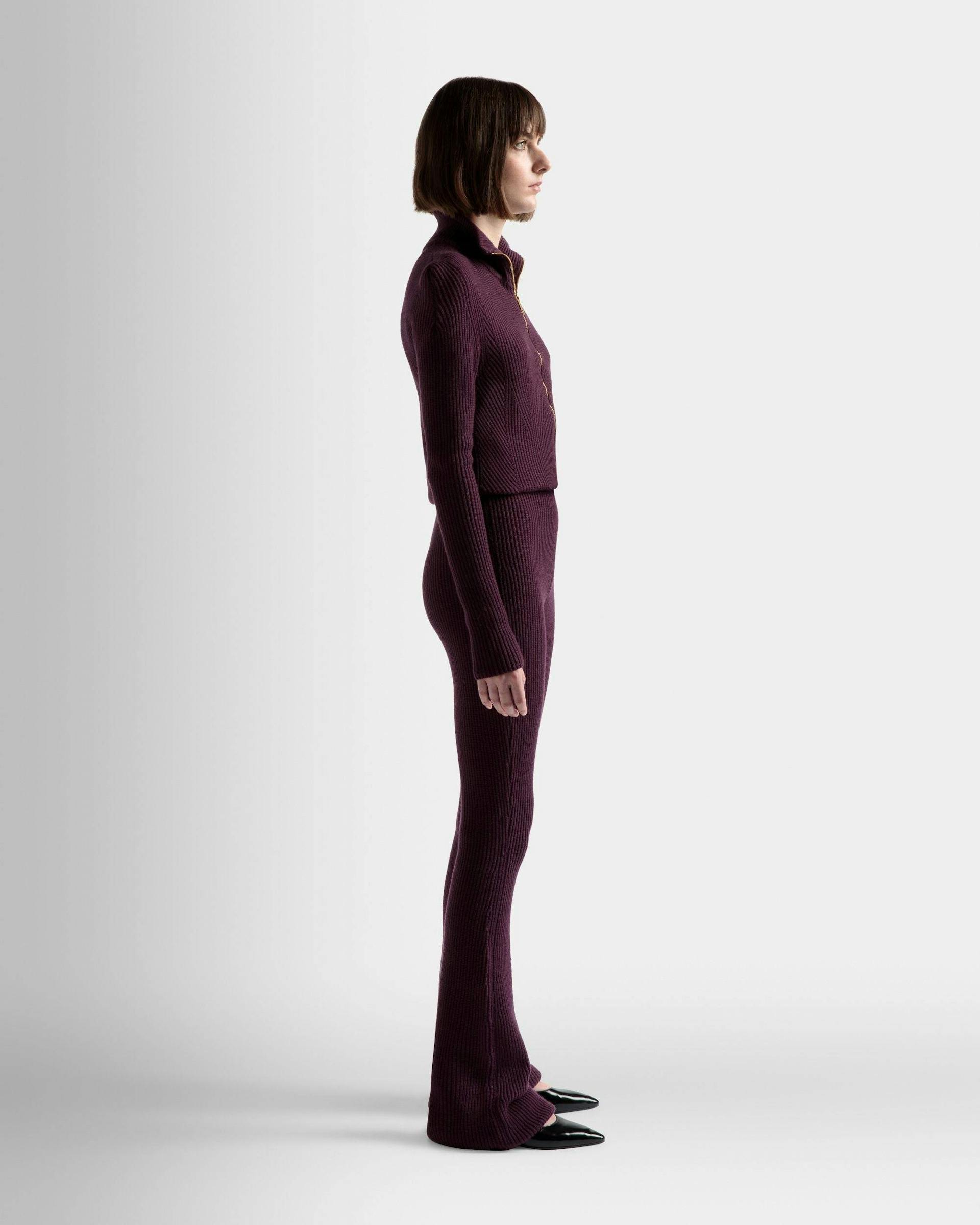 Flared Trousers In Orchid Wool - Women's - Bally - 05