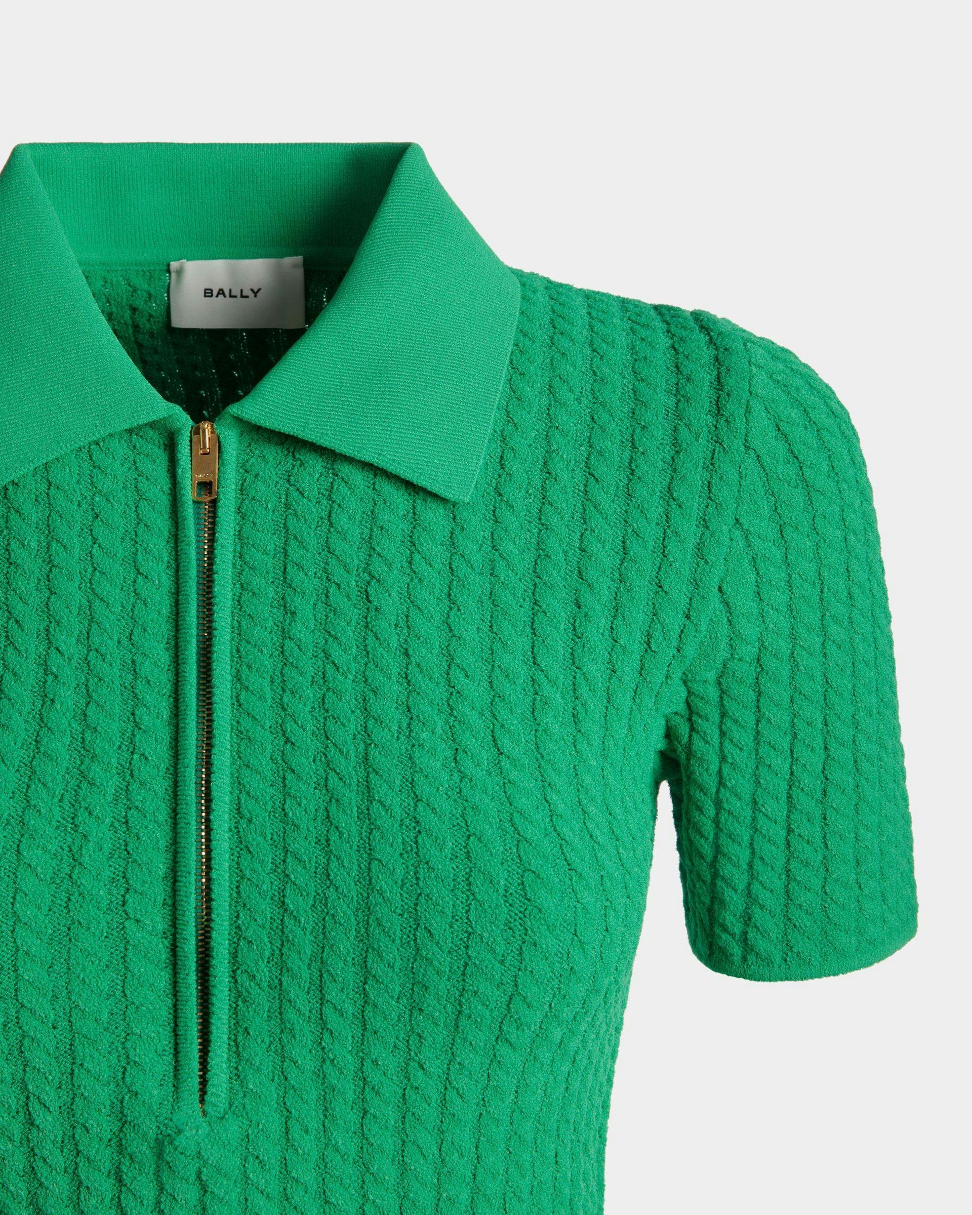 Women's Half Zip Polo Shirt in Knit Fabric | Bally | On Model Detail