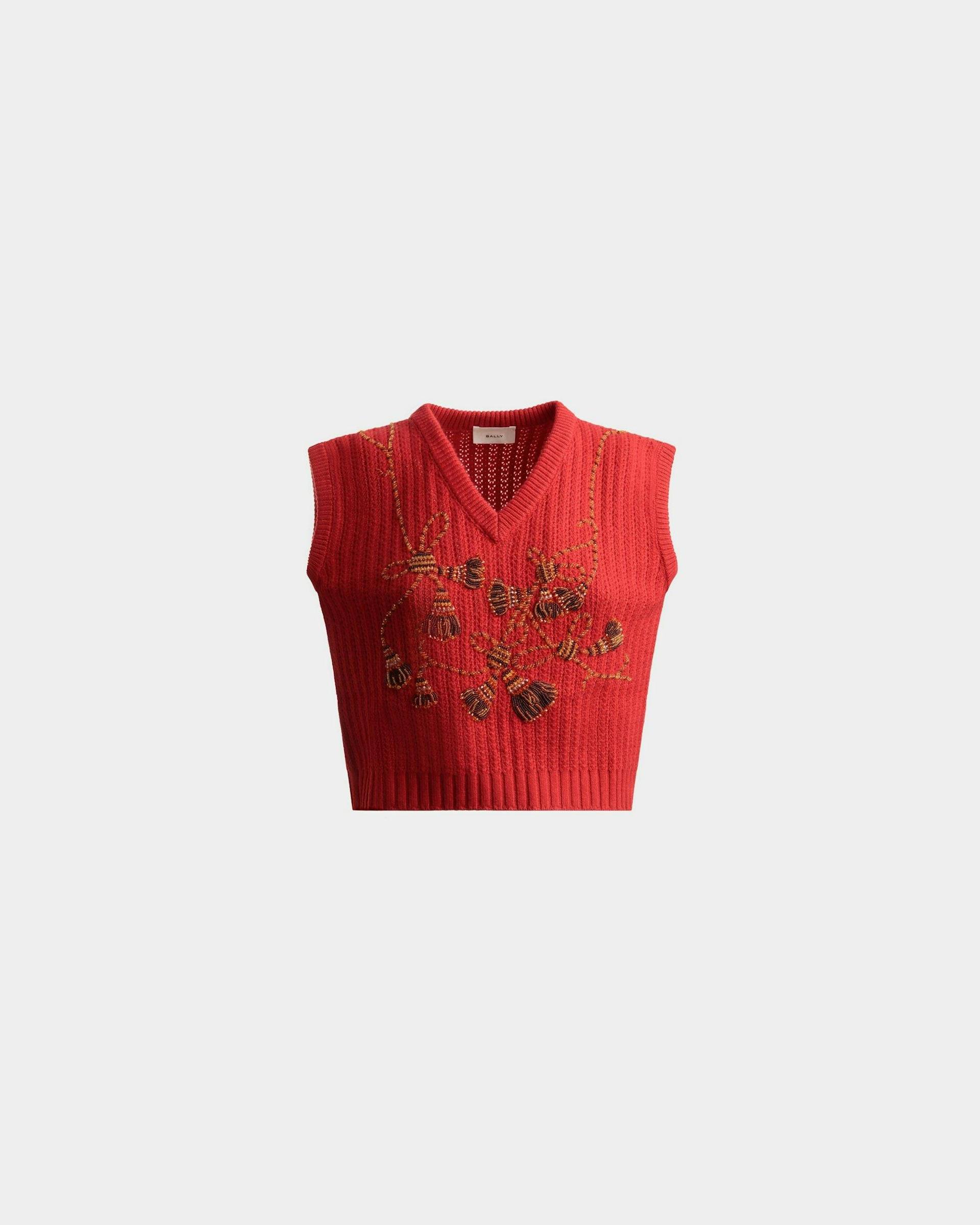 Women's Vest In Red Cashmere | Bally | Still Life Front
