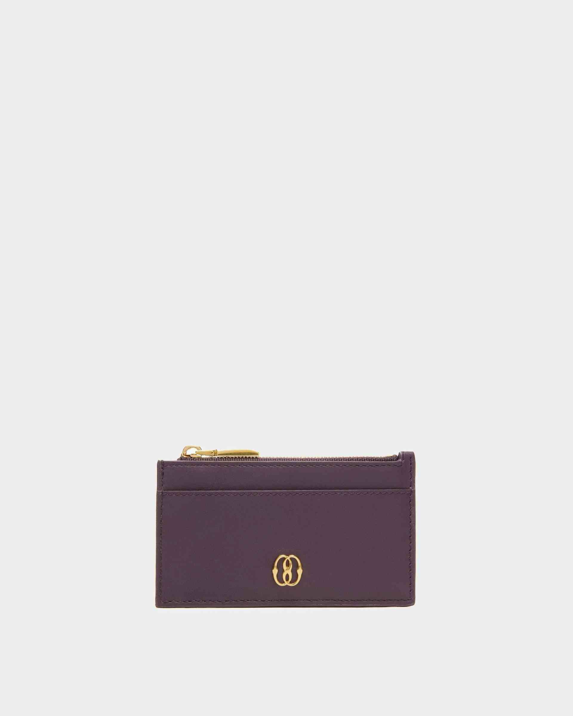 Emblem Business Card Holder In Orchid Leather - Women's - Bally