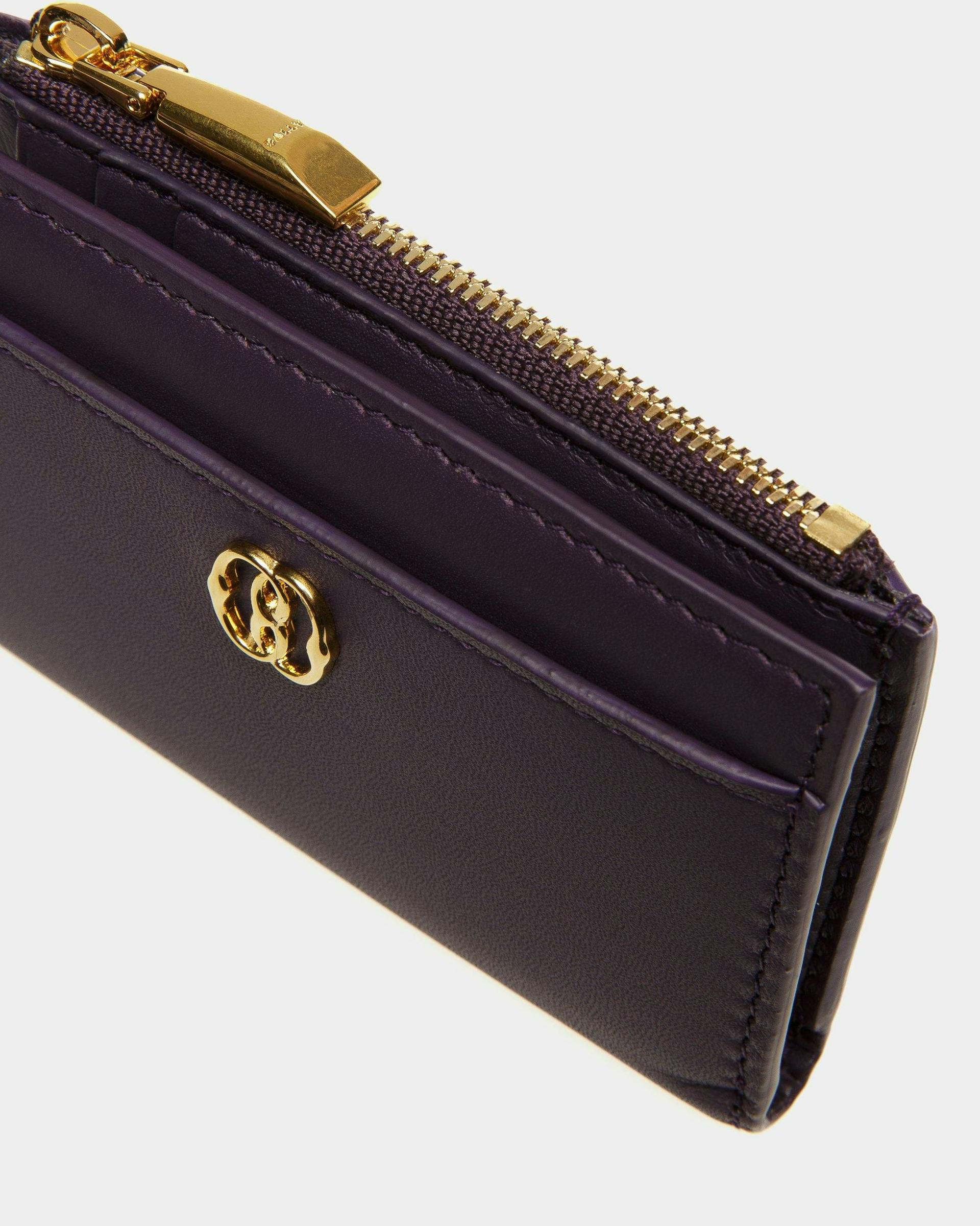 Emblem Wallet In Orchid Leather - Women's - Bally - 04