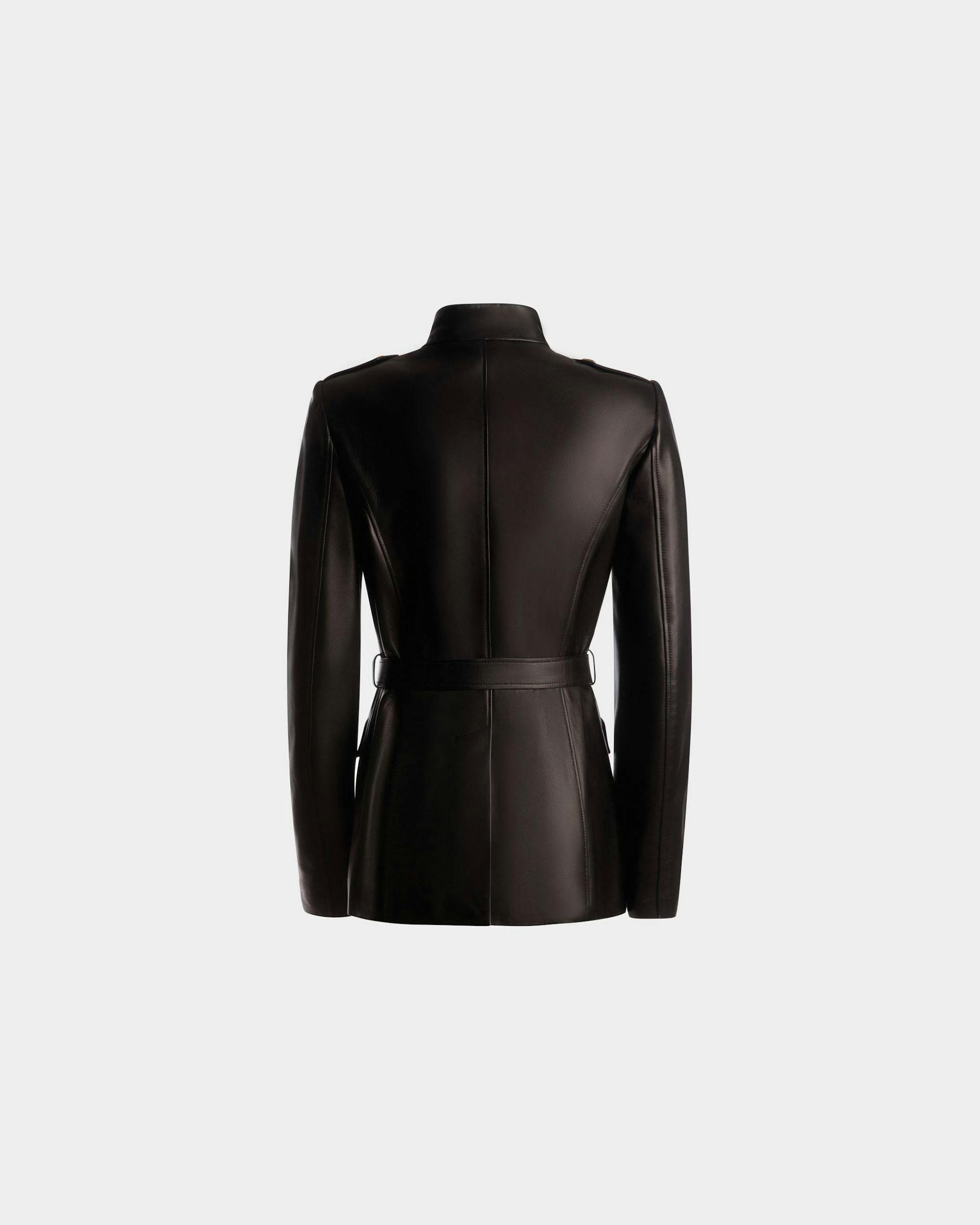 Women's Belted Jacket In Black Leather | Bally | Still Life Back