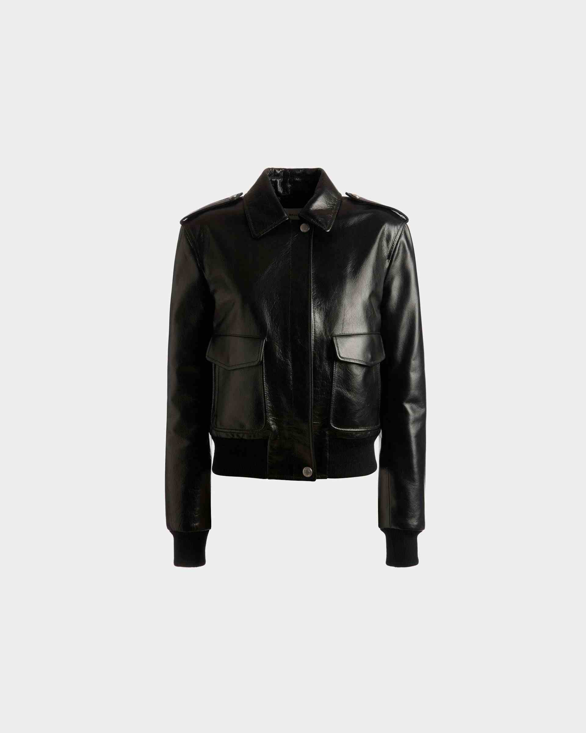 Bomber Jacket In Black Leather - Women's - Bally