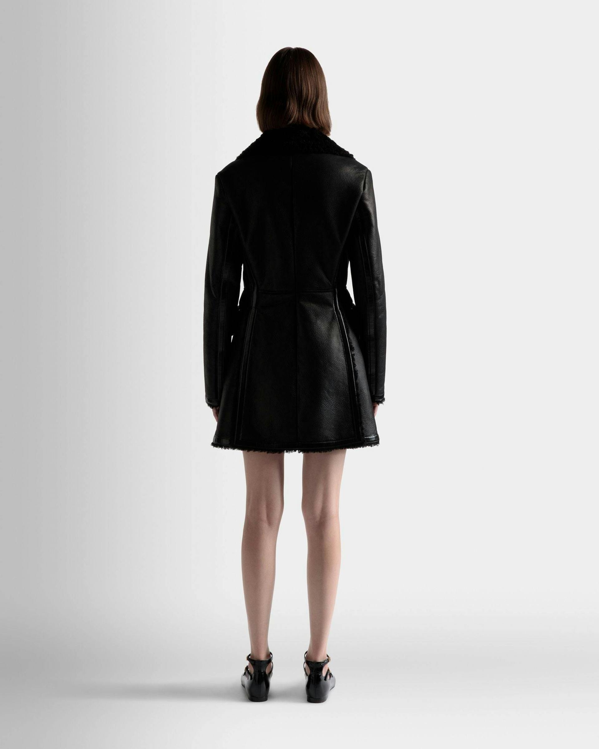 Wool-lined Coat In Black Leather - Women's - Bally - 06