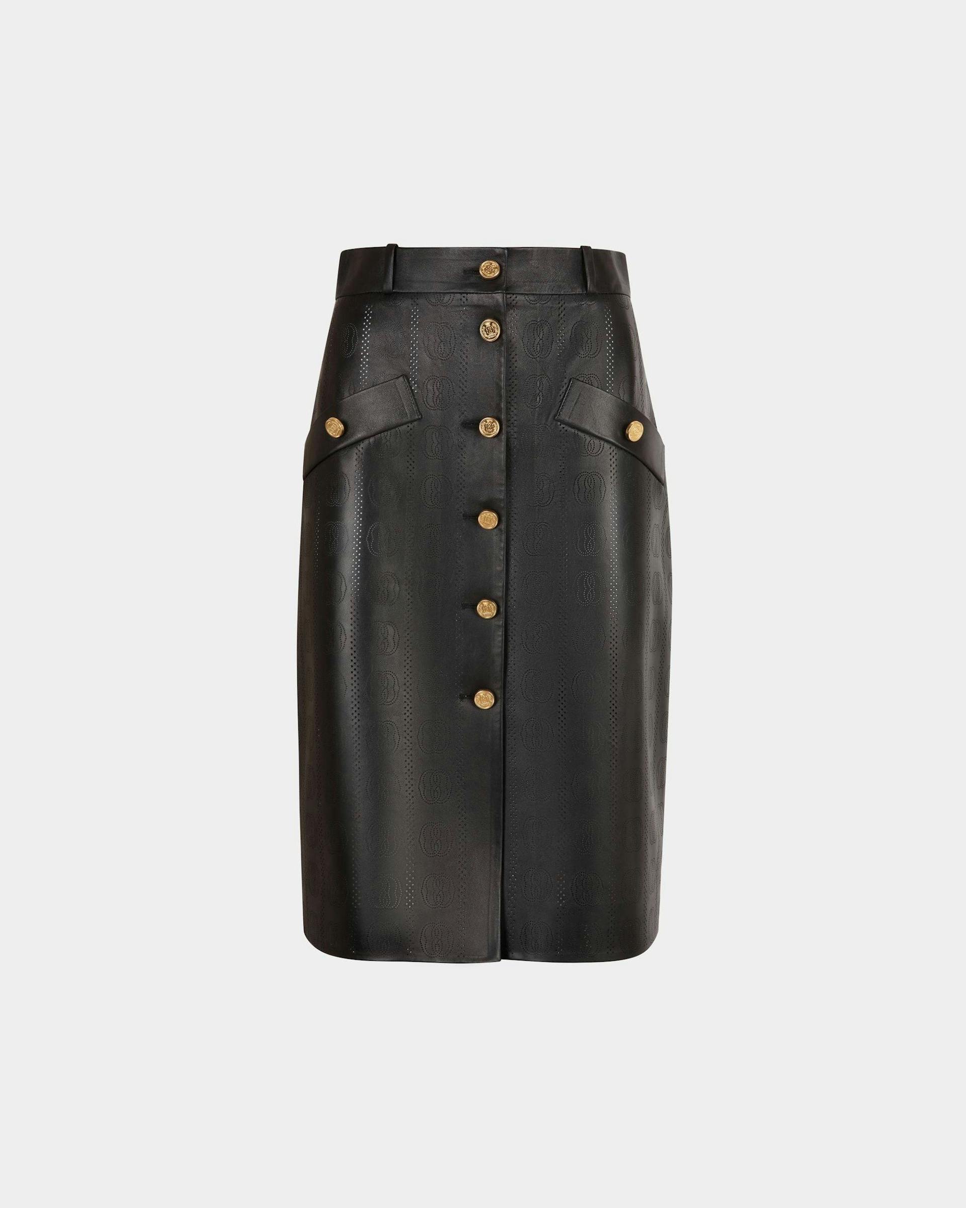 Women's Midi Skirt In Black Leather | Bally | Still Life Front