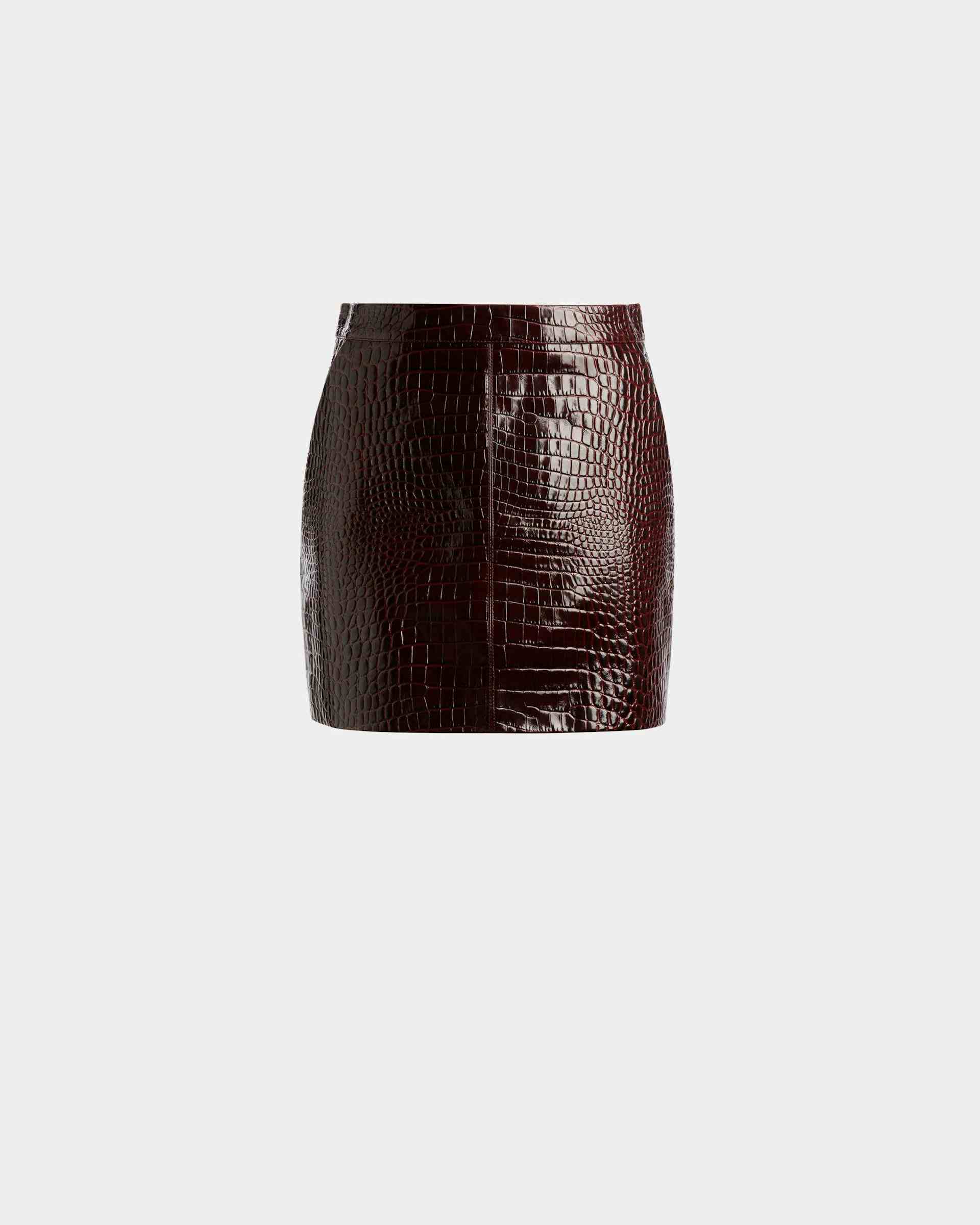 Skirt In Burgundy Leather - Women's - Bally